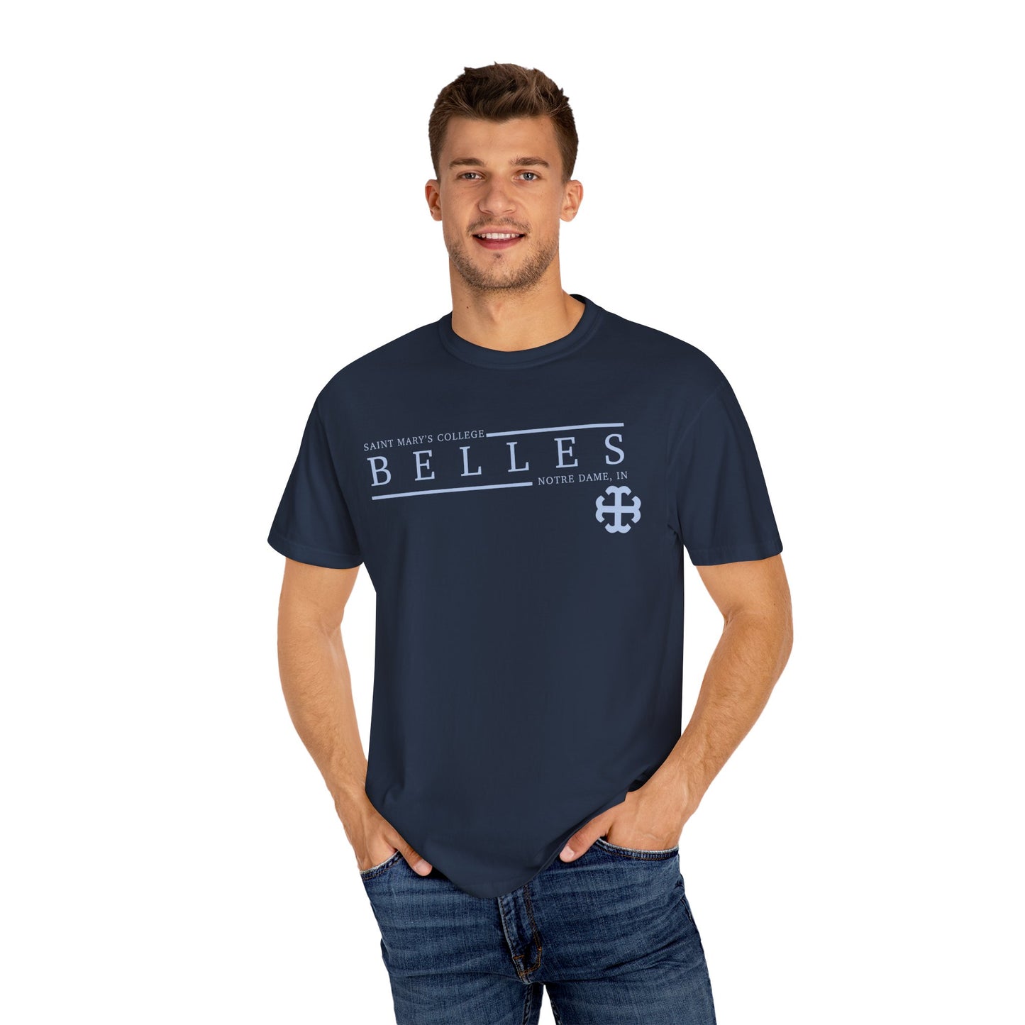 Saint Mary's College Belles Comfort Colors Unisex T-Shirt | French Cross | Notre Dame, IN | Better in Blue Co.