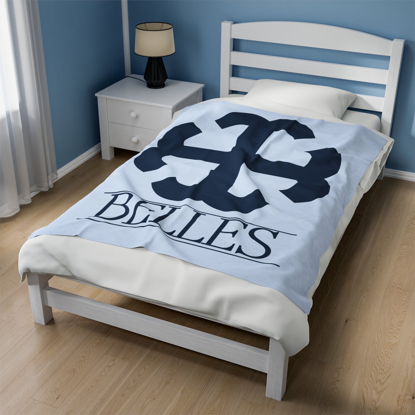Saint Mary's College French Cross Belles | Velveteen Plush Blanket | Belles Blue | Better in Blue Co.
