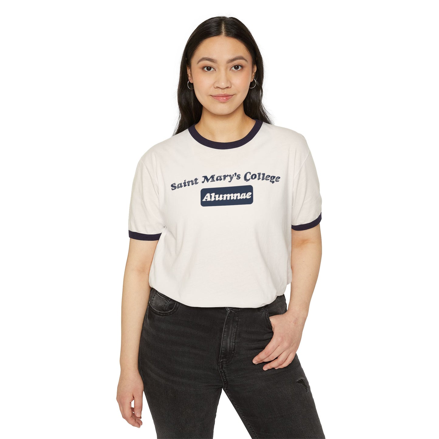 Saint Mary's College Alumnae Unisex Cotton Ringer T-Shirt | Belles | Better in Blue Co.