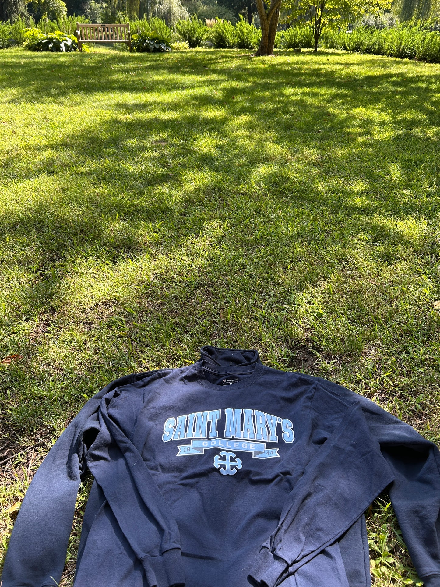 Saint Mary's College Long Sleeve Navy Blue Champion T-Shirt Medium