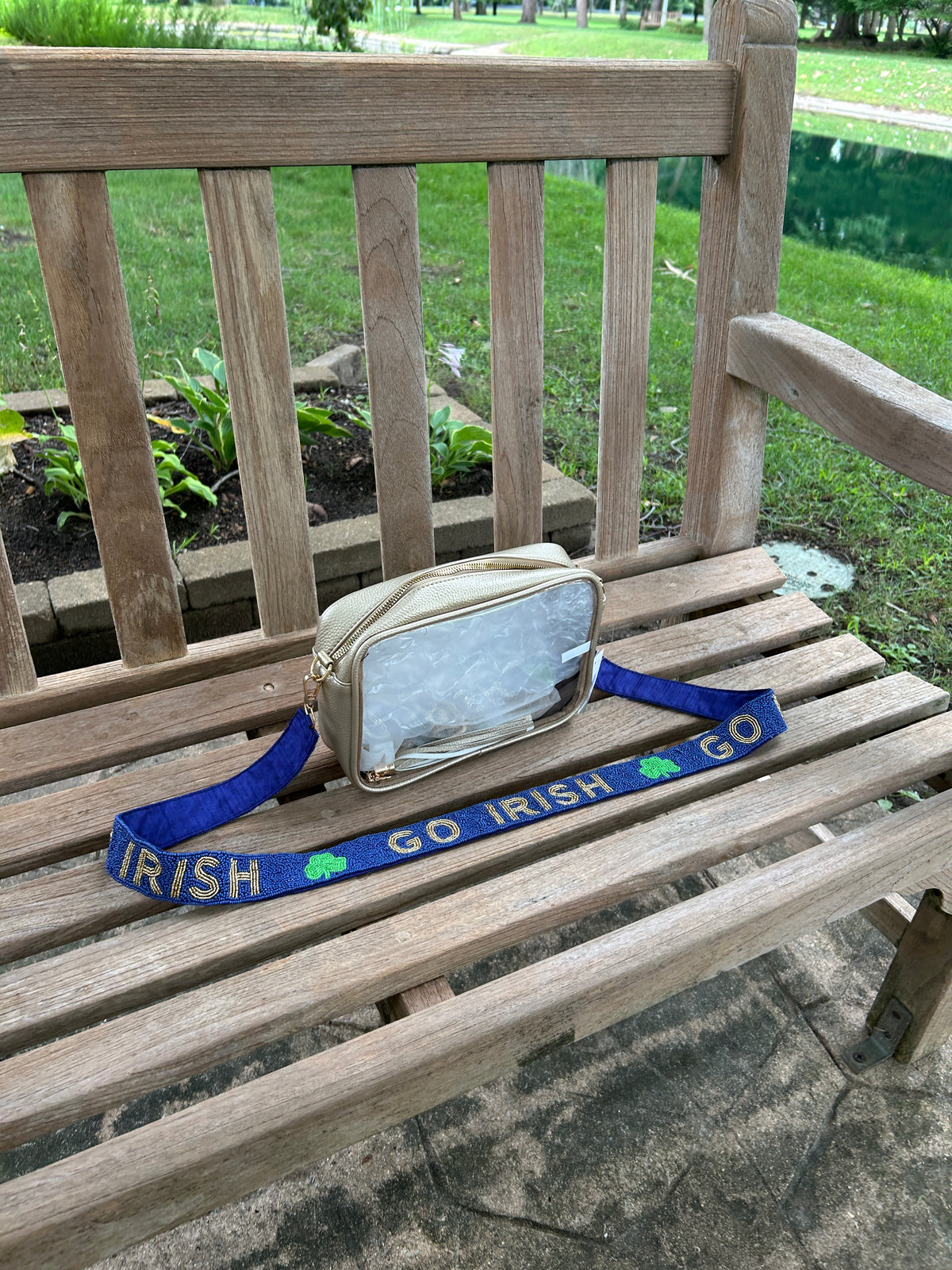 Notre Dame Beaded Purse Strap "Go Irish" with Clover | PRE-ORDER | Navy Blue | Gold | Better in Blue Co.