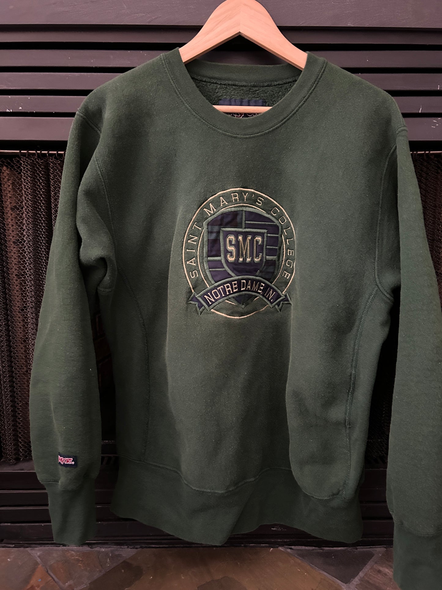 Vintage Saint Mary's College Green Sweatshirt Embroidered Large