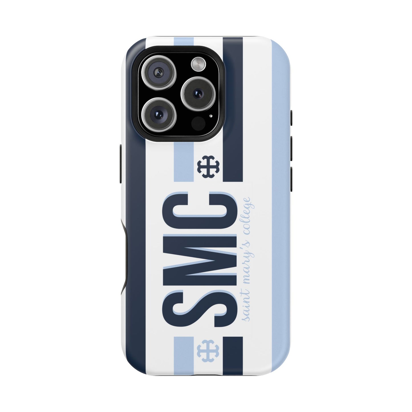 Saint Mary's College Navy/Belles Blue Striped Magnetic Phone Case | French Cross | Better in Blue Co.