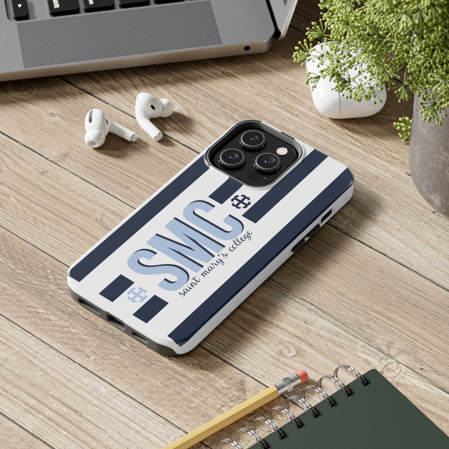 Saint Mary's College Navy Blue Striped Phone Case | French Cross | Better in Blue Co.