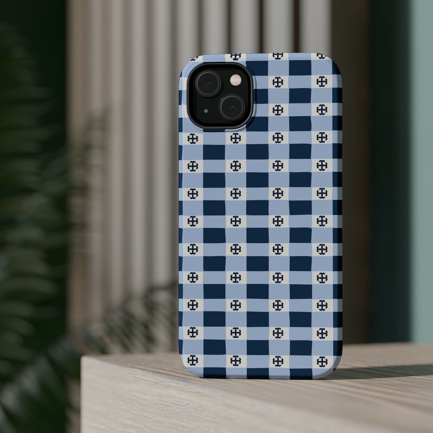 Saint Mary's College Gingham French Cross Magnetic Phone Case | Belles Blue | Better in Blue Co.