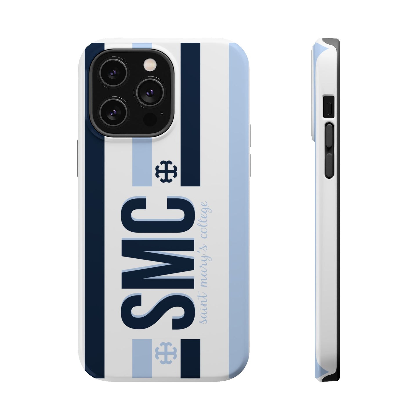 Saint Mary's College Navy/Belles Blue Striped Magnetic Phone Case | French Cross | Better in Blue Co.