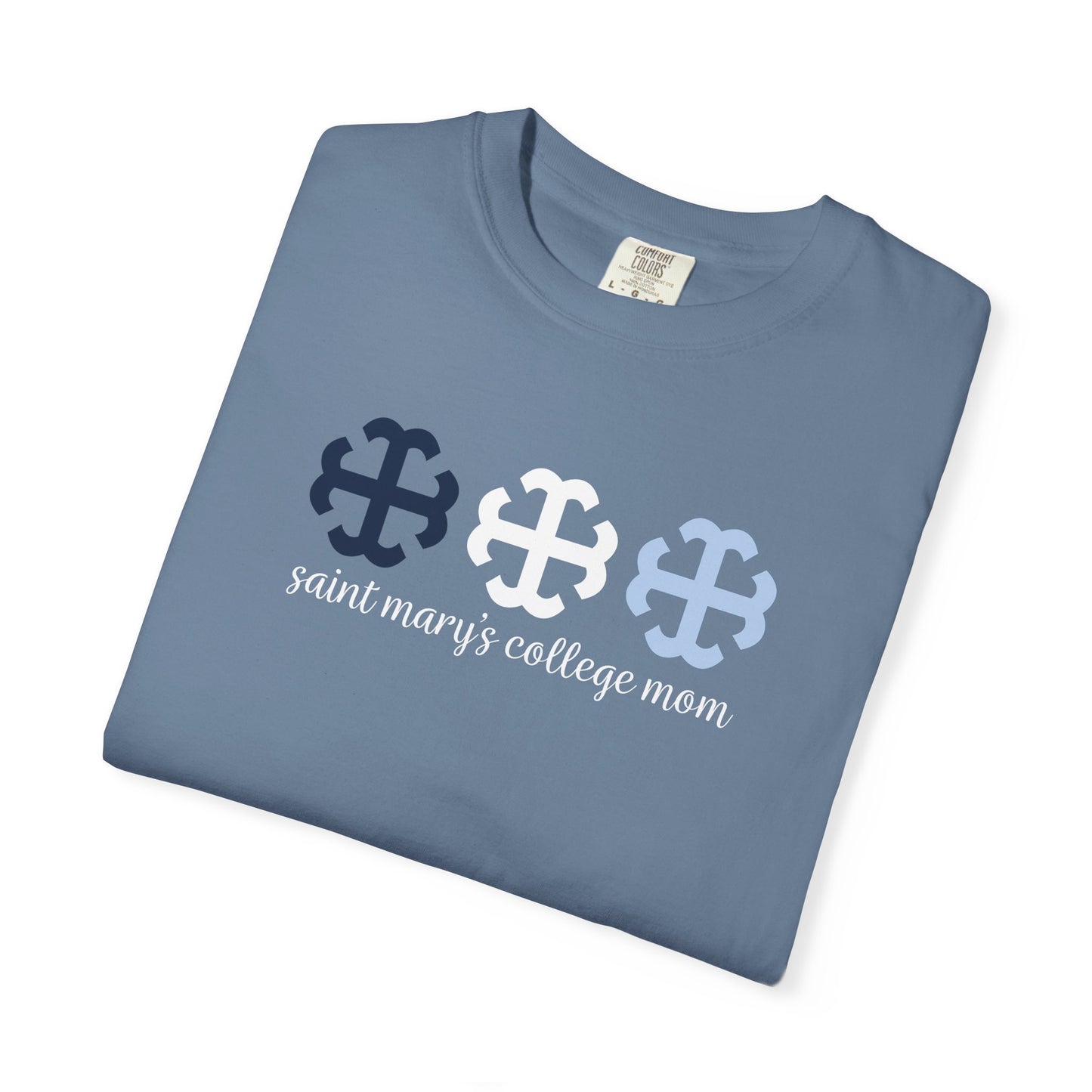 Saint Mary's College French Cross Mom Tee | Belles | Smick | Better in Blue Co.