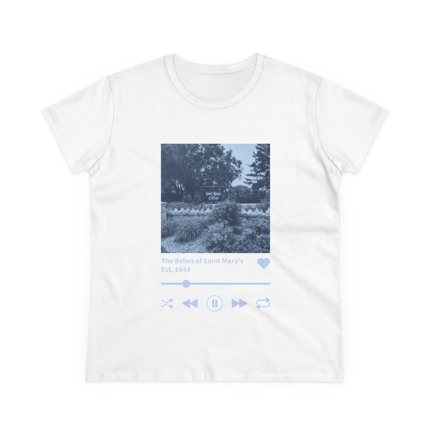 Saint Mary's College "The Belles of Saint Mary's" Music Player Women's Midweight Cotton Tee | Better in Blue Co.