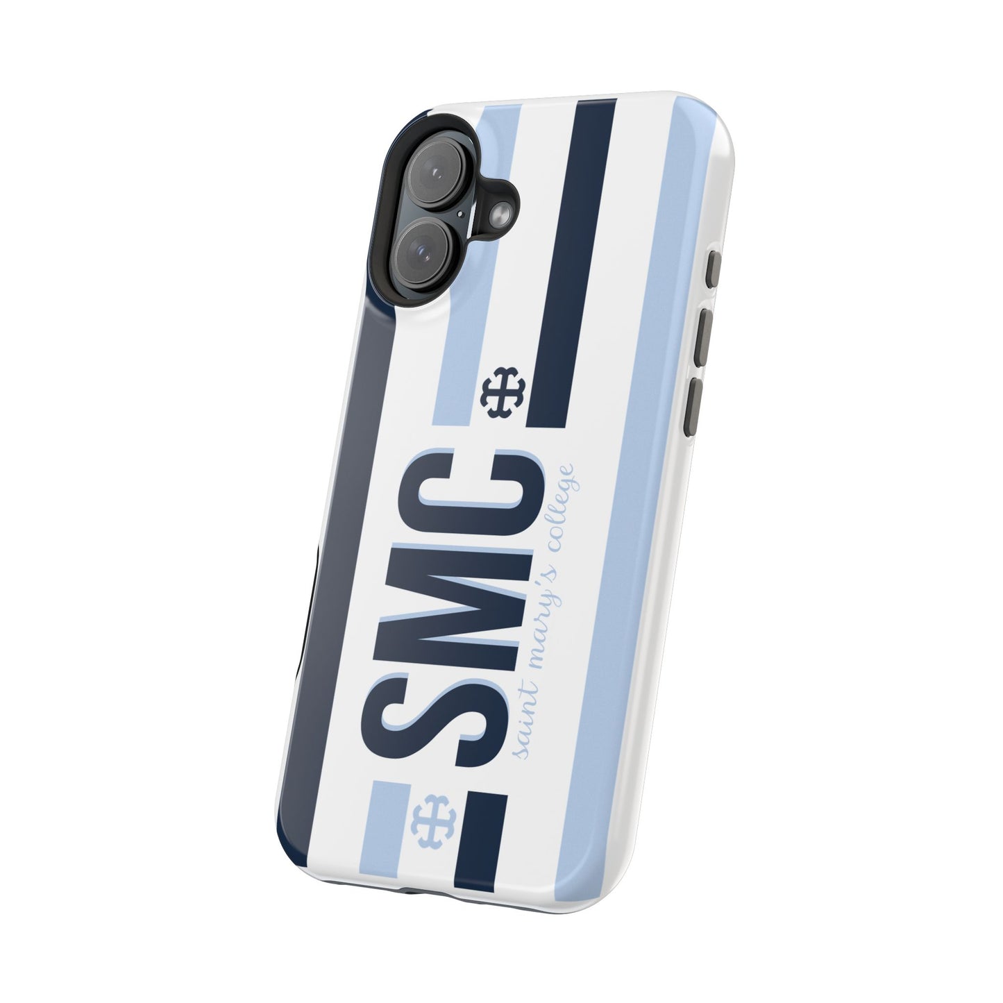 Saint Mary's College Navy/Belles Blue Striped Magnetic Phone Case | French Cross | Better in Blue Co.