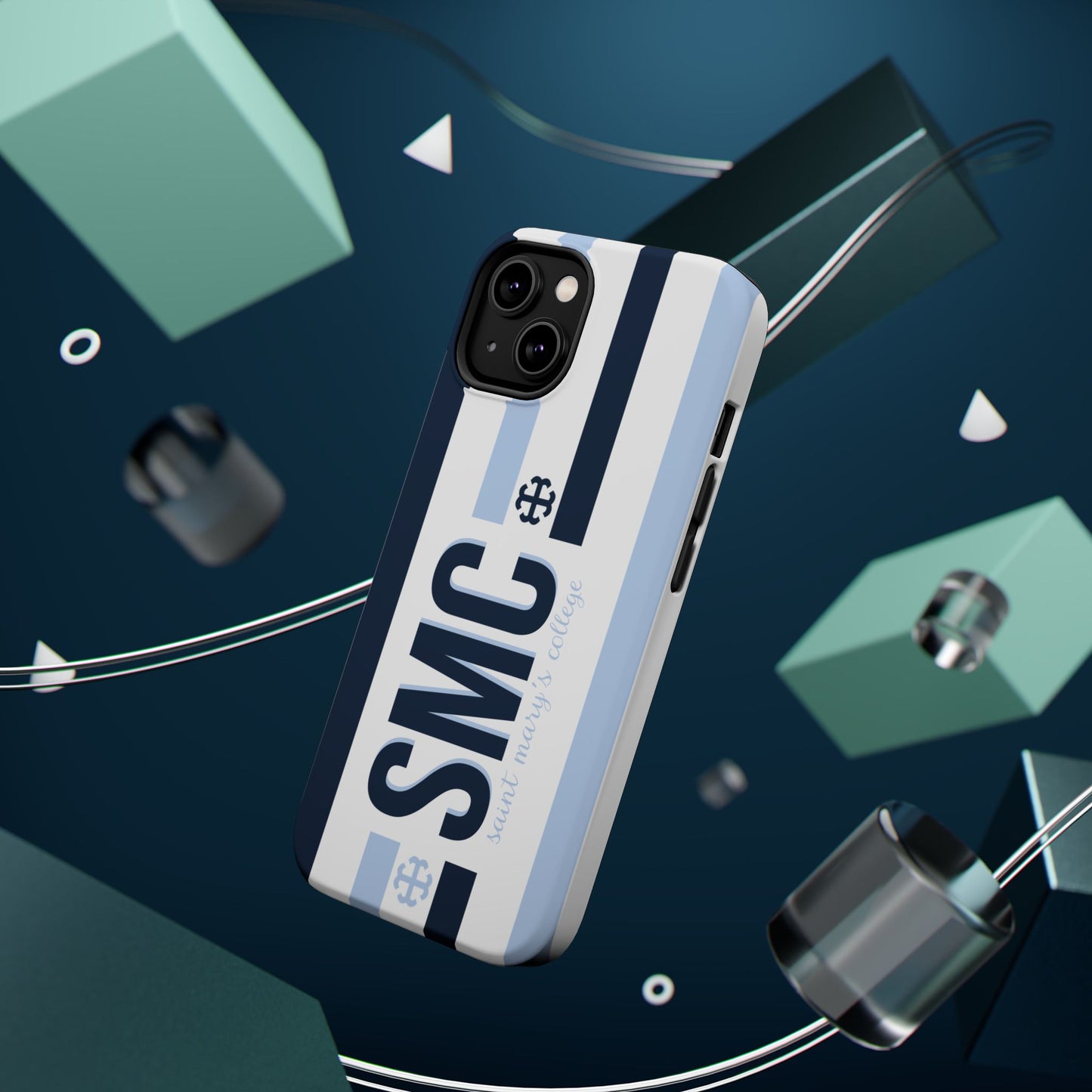 Saint Mary's College Navy/Belles Blue Striped Magnetic Phone Case | French Cross | Better in Blue Co.
