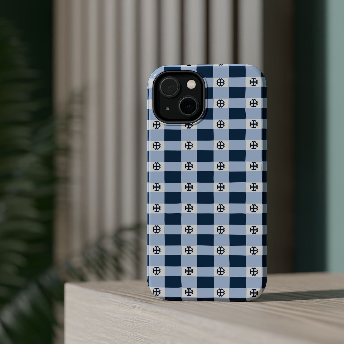 Saint Mary's College Gingham French Cross Magnetic Phone Case | Belles Blue | Better in Blue Co.