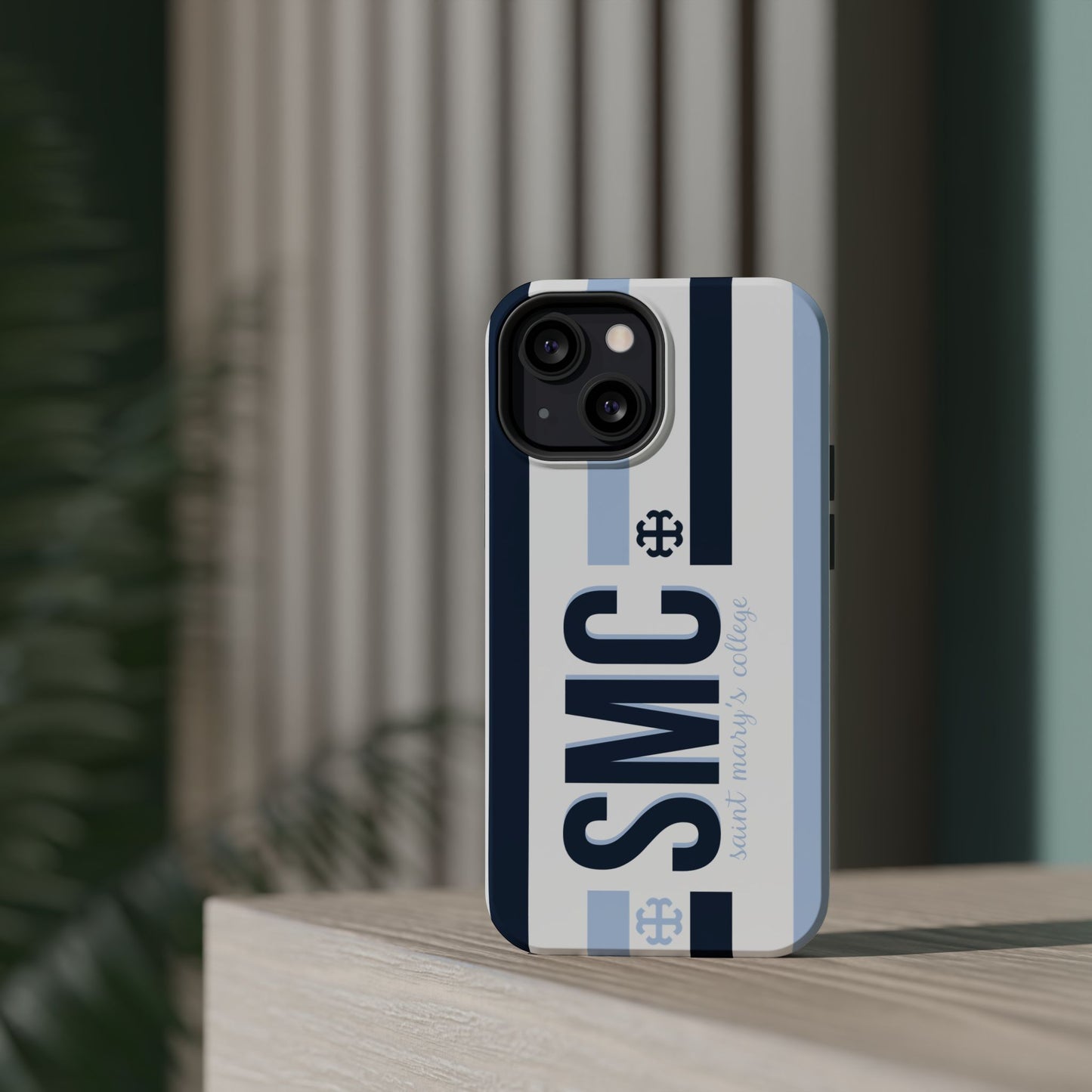 Saint Mary's College Navy/Belles Blue Striped Magnetic Phone Case | French Cross | Better in Blue Co.
