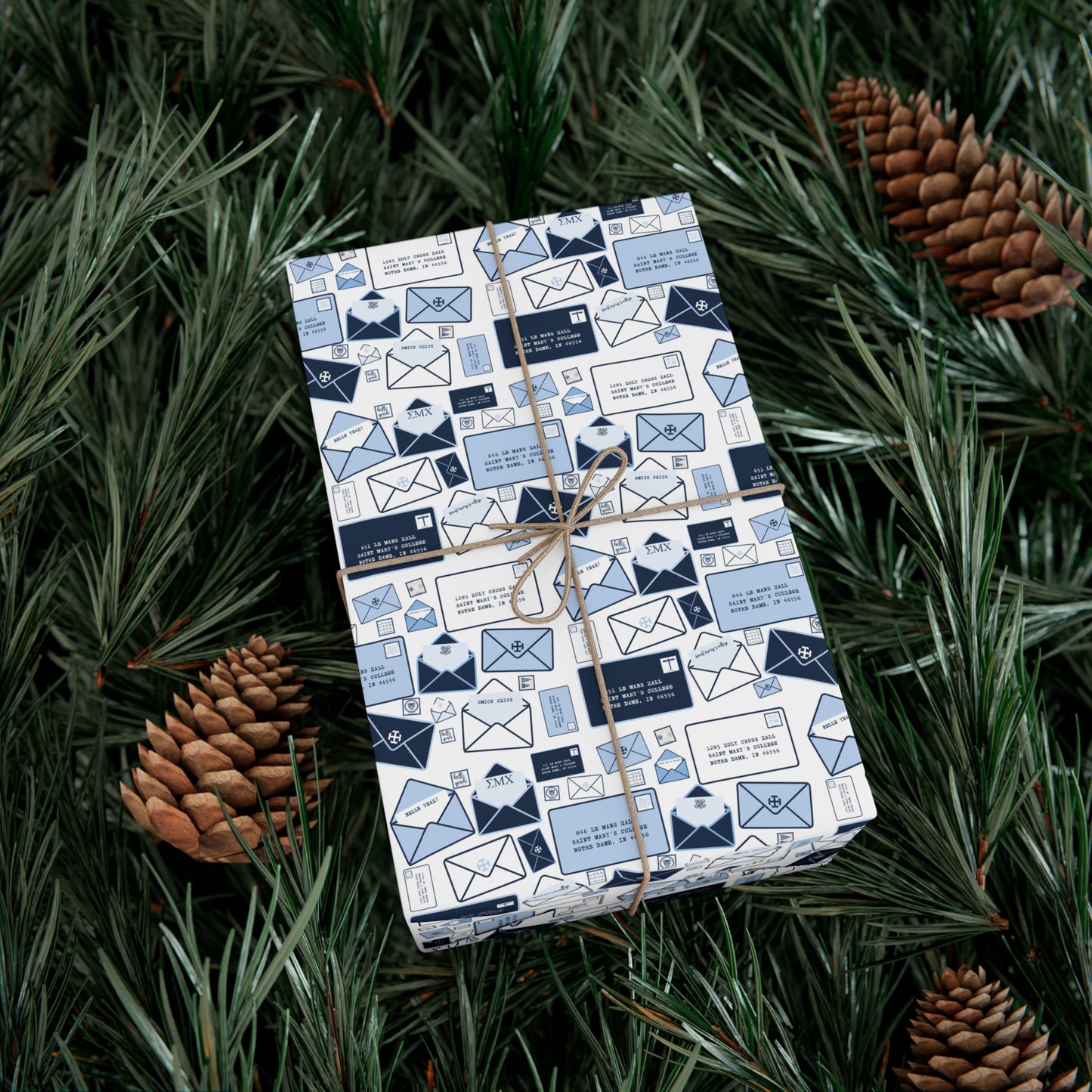 Saint Mary's College Love Letters Wrapping Paper | French Cross | Smick | Belles Blue | Better in Blue Co.
