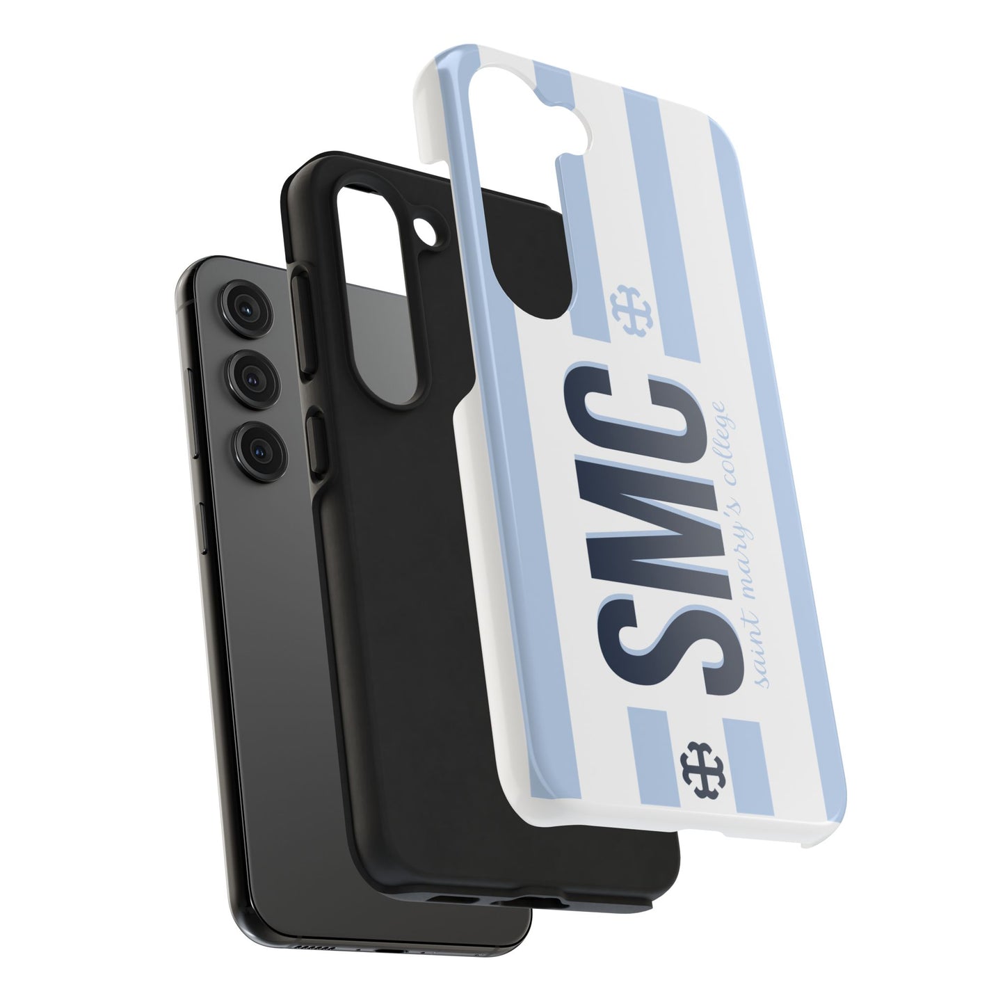Saint Mary's College Belles Blue Striped Phone Case | French Cross | Better in Blue Co.