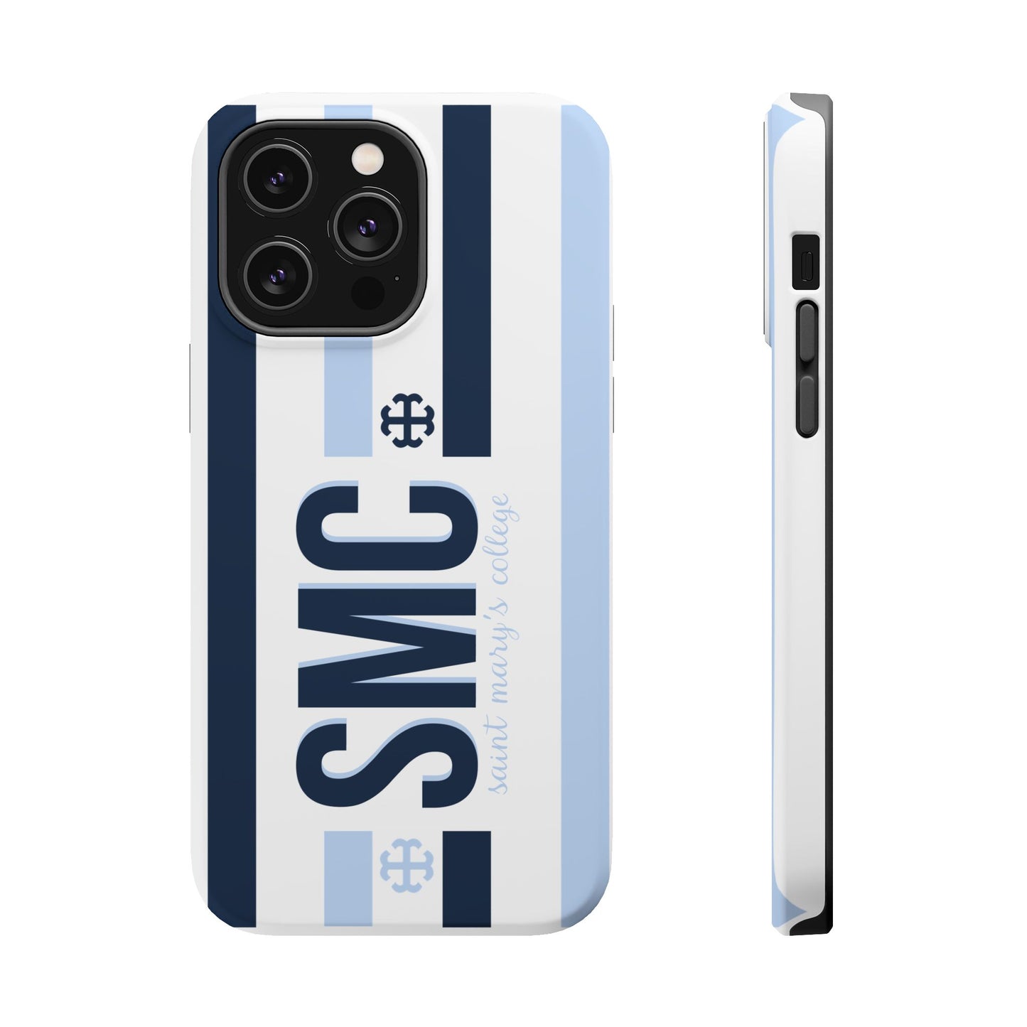 Saint Mary's College Navy/Belles Blue Striped Magnetic Phone Case | French Cross | Better in Blue Co.