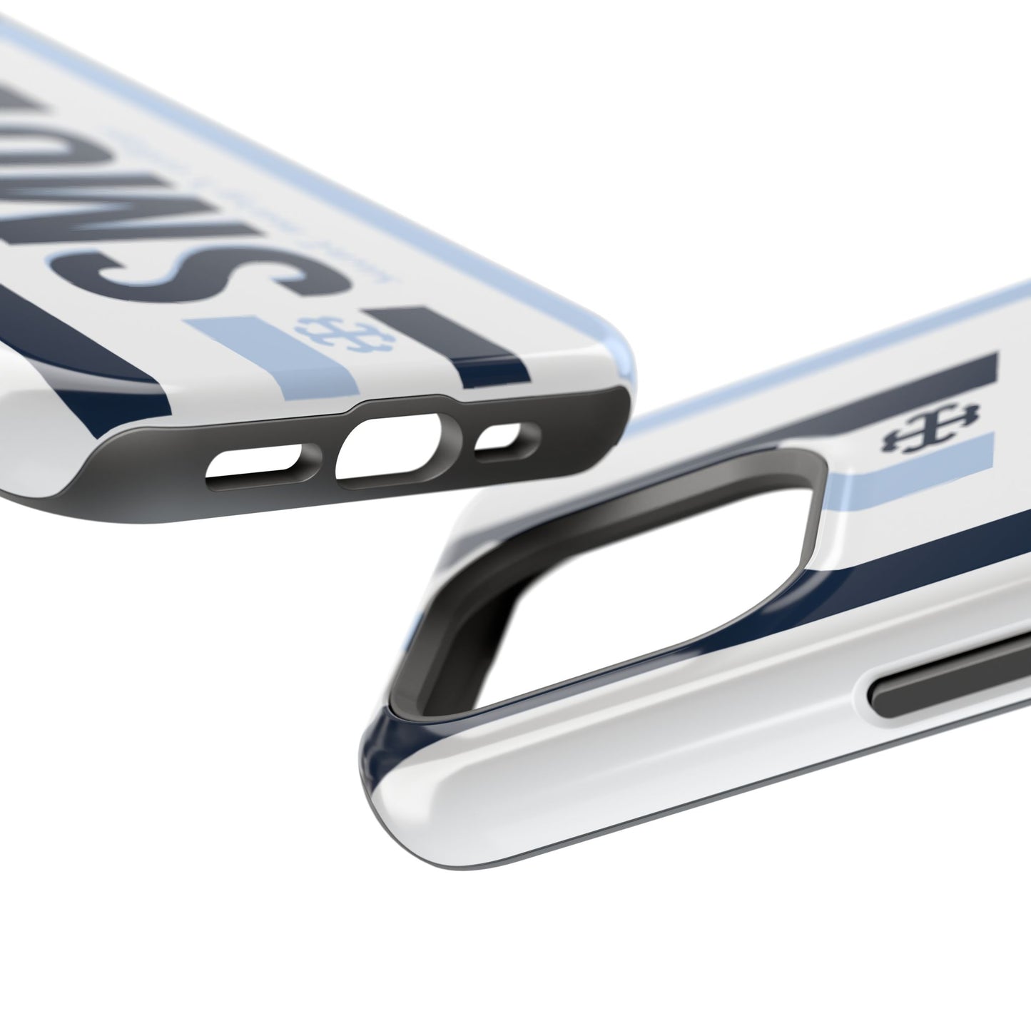 Saint Mary's College Navy/Belles Blue Striped Magnetic Phone Case | French Cross | Better in Blue Co.