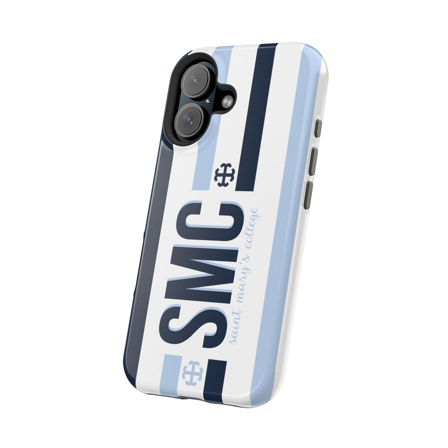 Saint Mary's College Navy/Belles Blue Striped Magnetic Phone Case | French Cross | Better in Blue Co.
