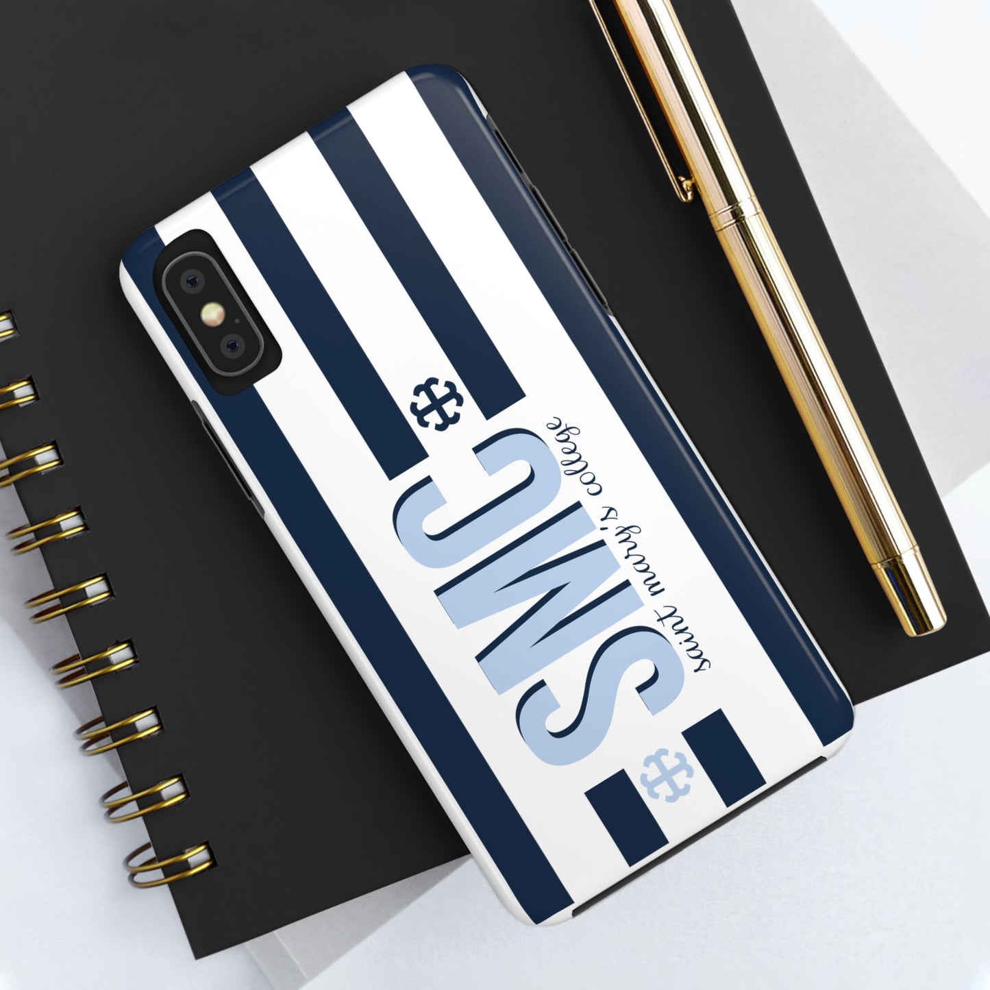 Saint Mary's College Navy Blue Striped Phone Case | French Cross | Better in Blue Co.