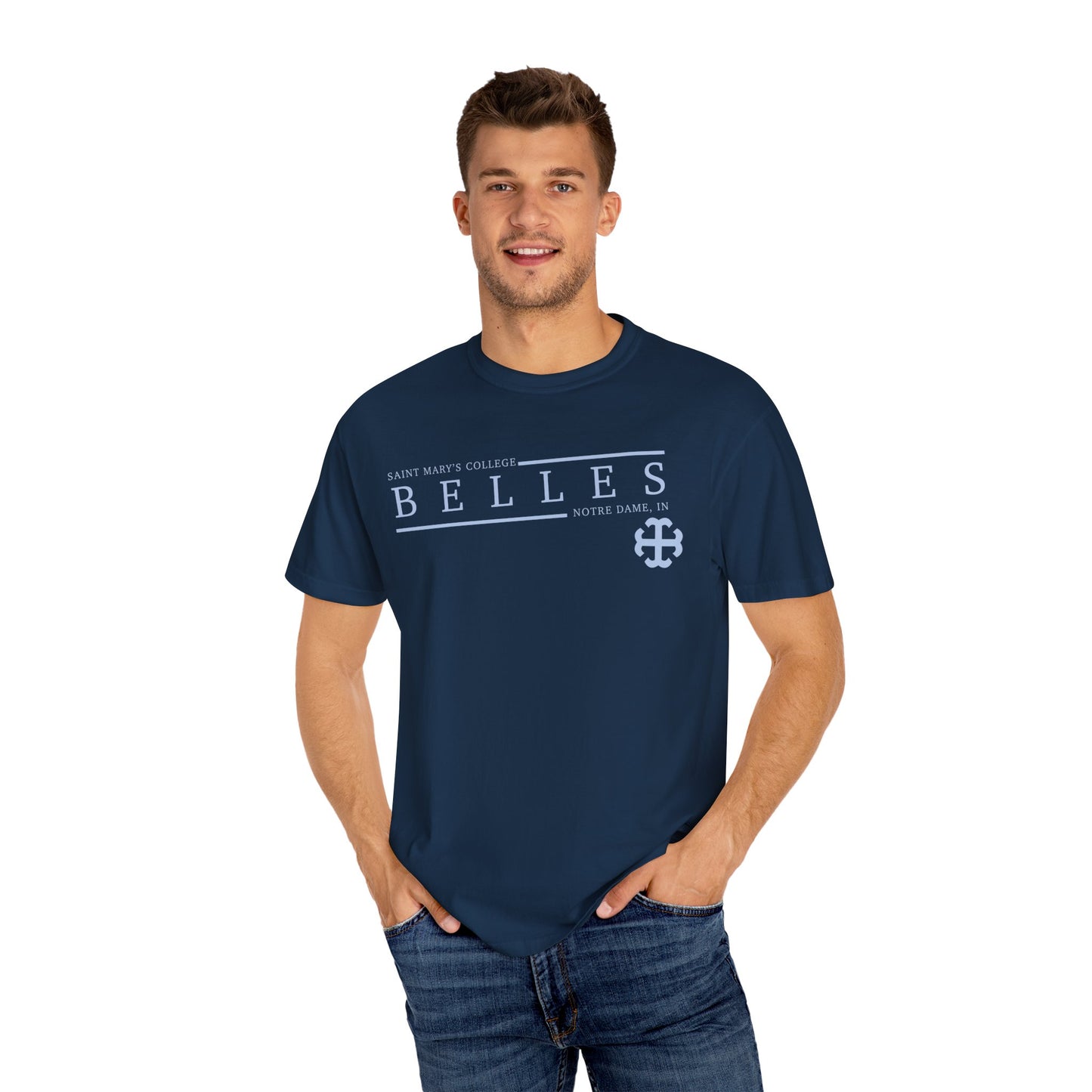 Saint Mary's College Belles Comfort Colors Unisex T-Shirt | French Cross | Notre Dame, IN | Better in Blue Co.