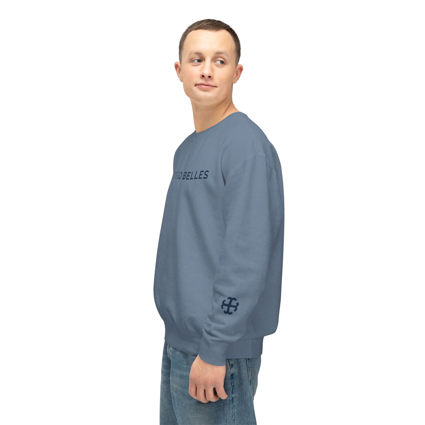 Saint Mary's College "Let's Go Belles" with French Cross Lightweight Crewneck | 1844 | Smick | Better in Blue Co.