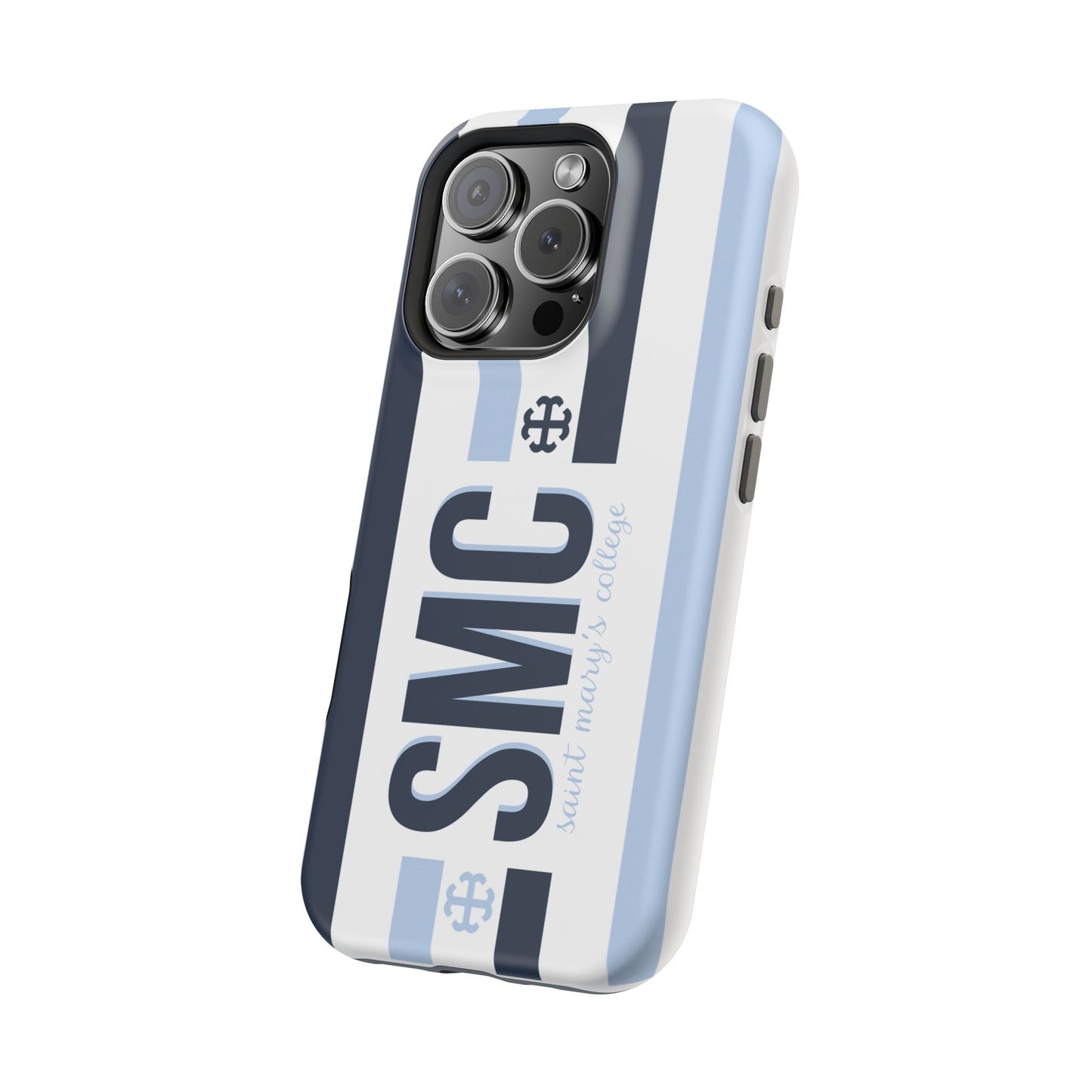 Saint Mary's College Navy/Belles Blue Striped Magnetic Phone Case | French Cross | Better in Blue Co.