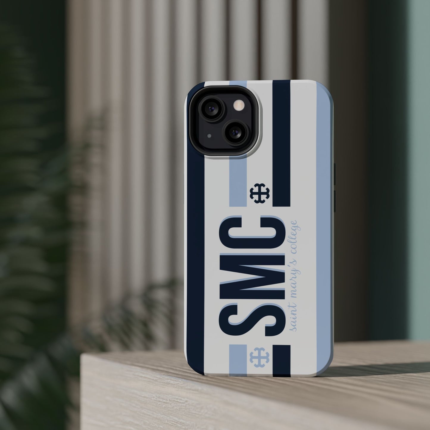 Saint Mary's College Navy/Belles Blue Striped Magnetic Phone Case | French Cross | Better in Blue Co.