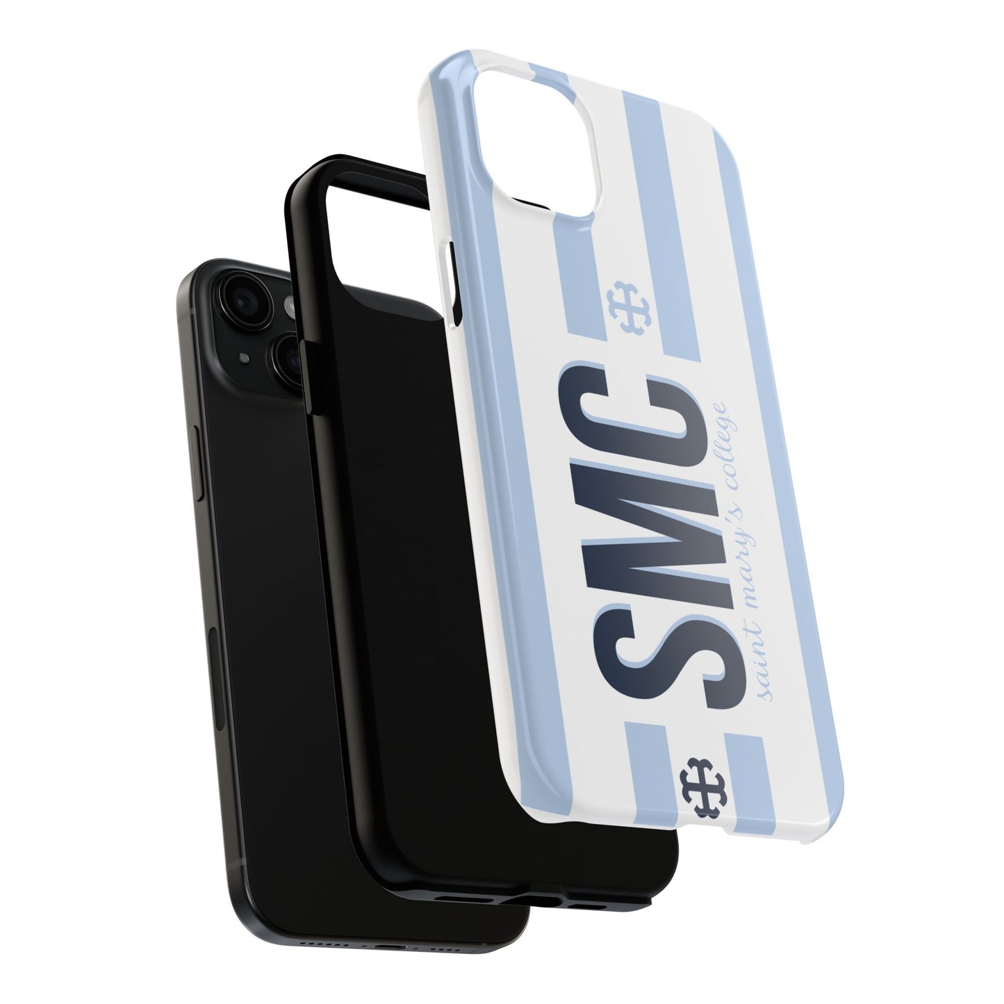 Saint Mary's College Belles Blue Striped Phone Case | French Cross | Better in Blue Co.