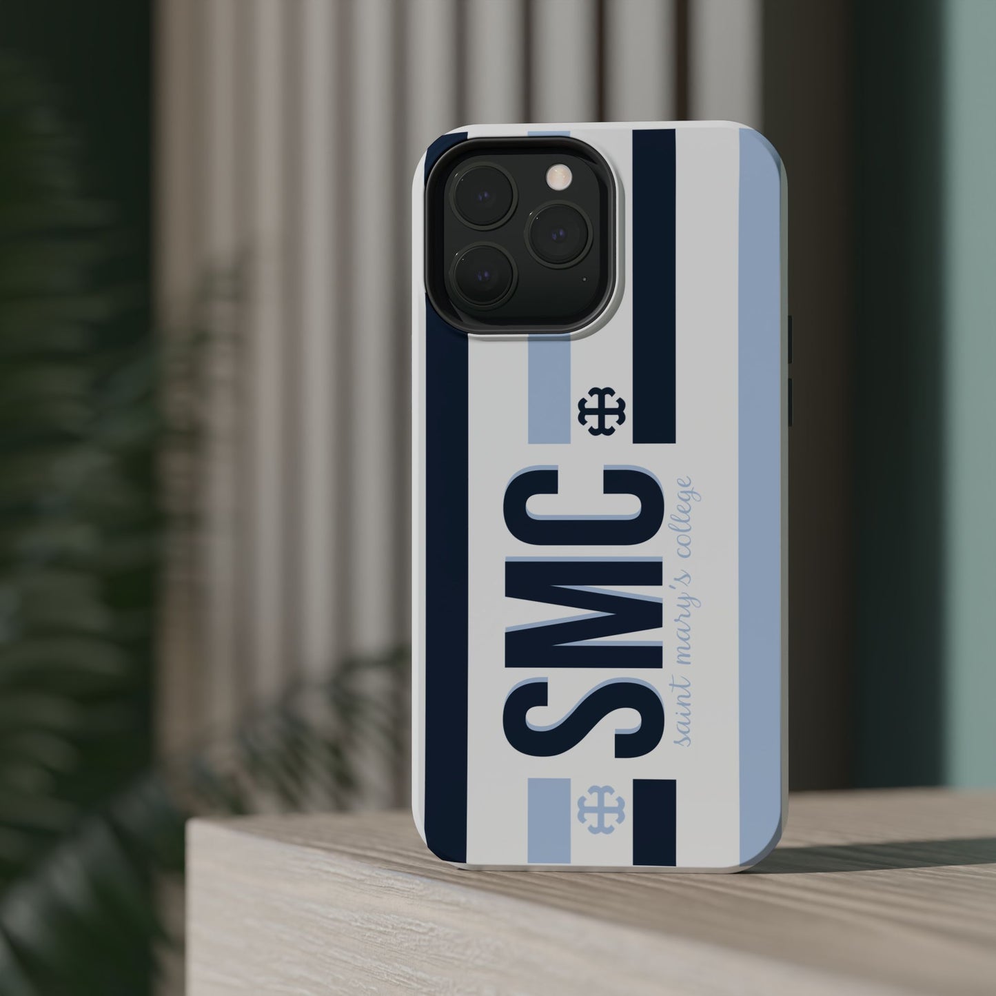 Saint Mary's College Navy/Belles Blue Striped Magnetic Phone Case | French Cross | Better in Blue Co.