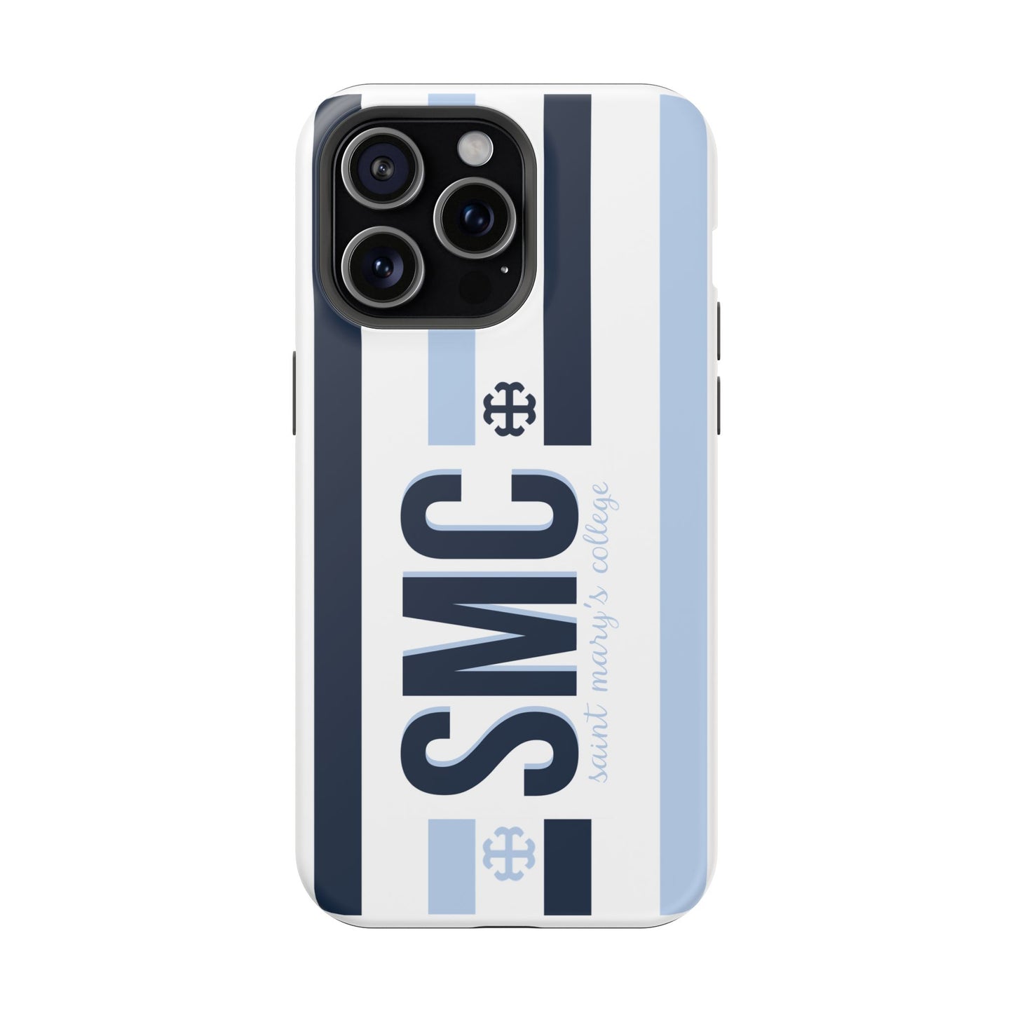 Saint Mary's College Navy/Belles Blue Striped Magnetic Phone Case | French Cross | Better in Blue Co.