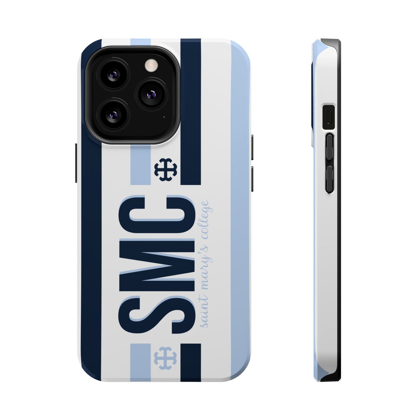 Saint Mary's College Navy/Belles Blue Striped Magnetic Phone Case | French Cross | Better in Blue Co.