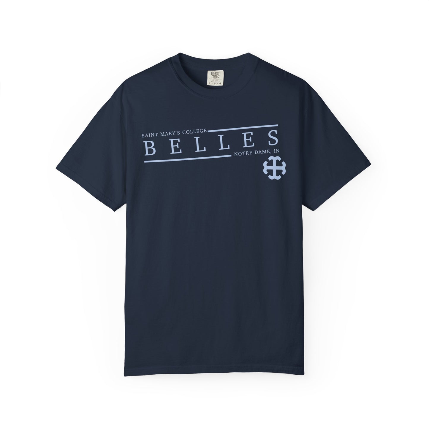 Saint Mary's College Belles Comfort Colors Unisex T-Shirt | French Cross | Notre Dame, IN | Better in Blue Co.