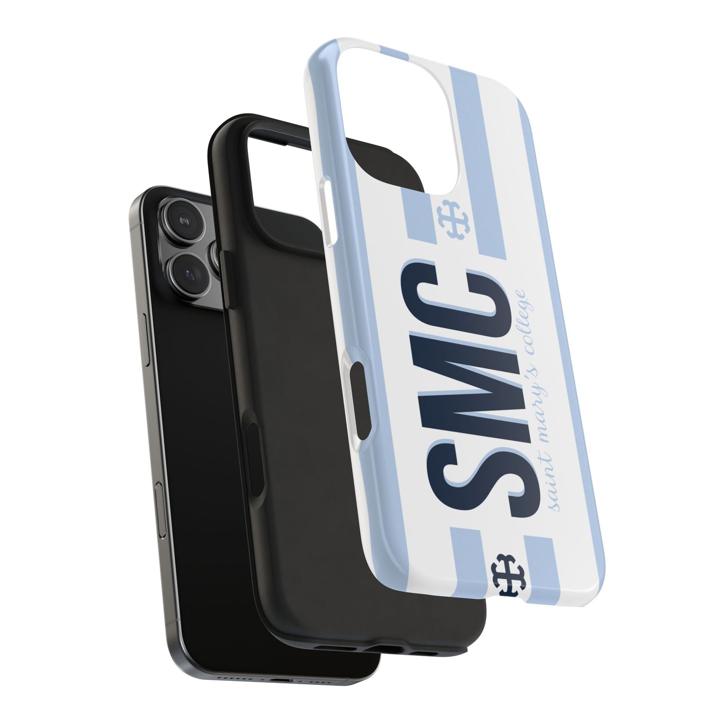 Saint Mary's College Belles Blue Striped Phone Case | French Cross | Better in Blue Co.