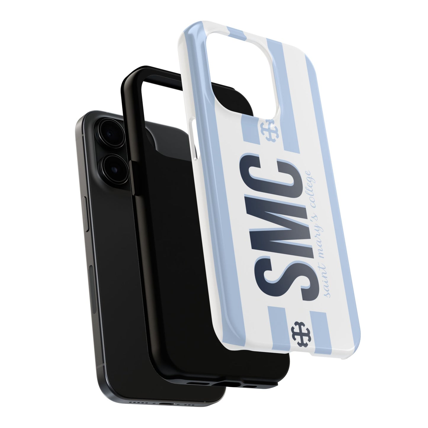 Saint Mary's College Belles Blue Striped Phone Case | French Cross | Better in Blue Co.