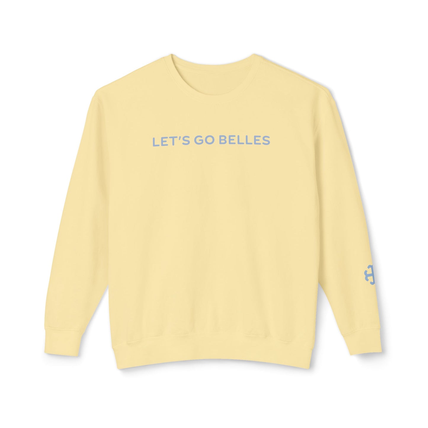 Saint Mary's College "Let's Go Belles" with French Cross Lightweight Crewneck | 1844 | Smick | Better in Blue Co.