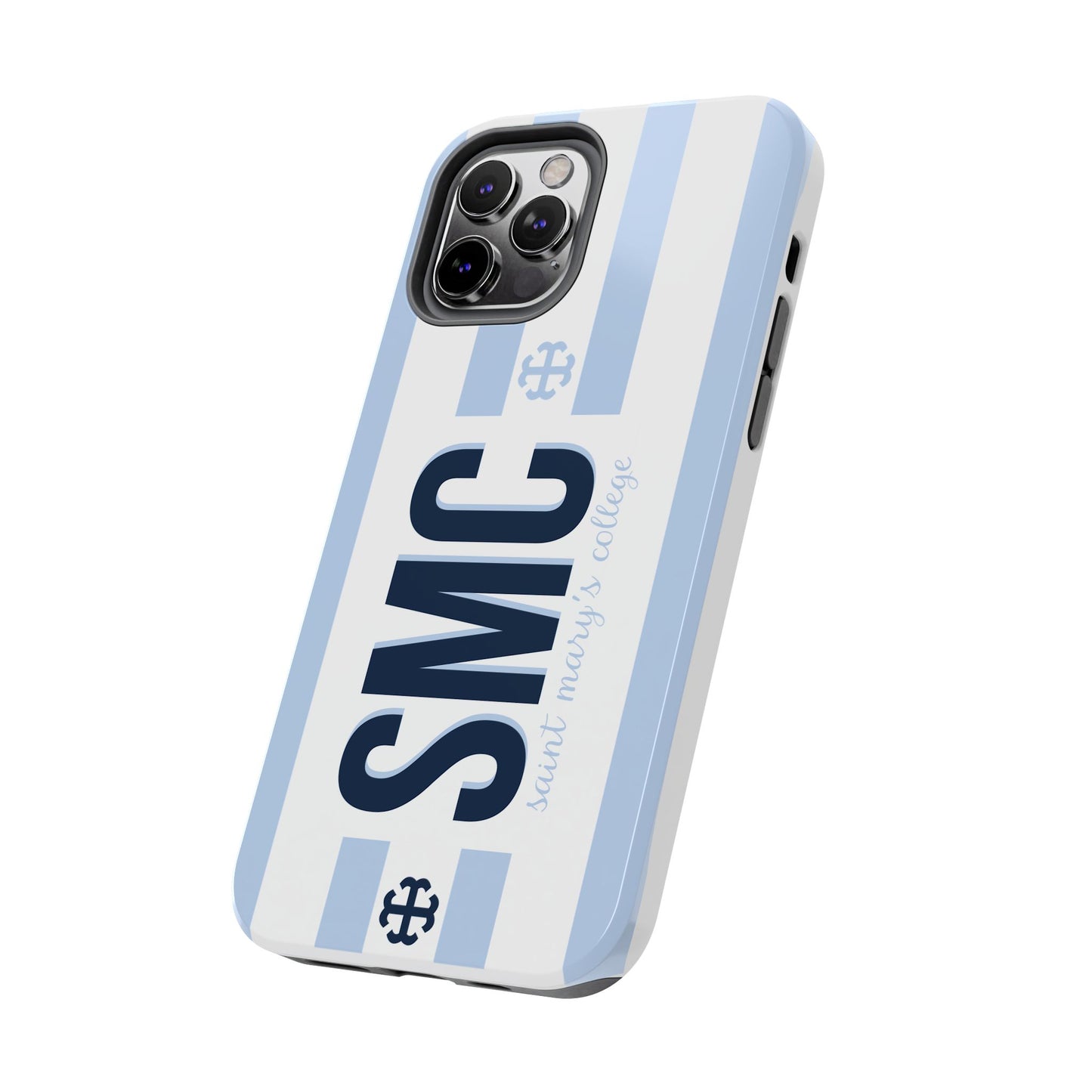 Saint Mary's College Belles Blue Striped Phone Case | French Cross | Better in Blue Co.