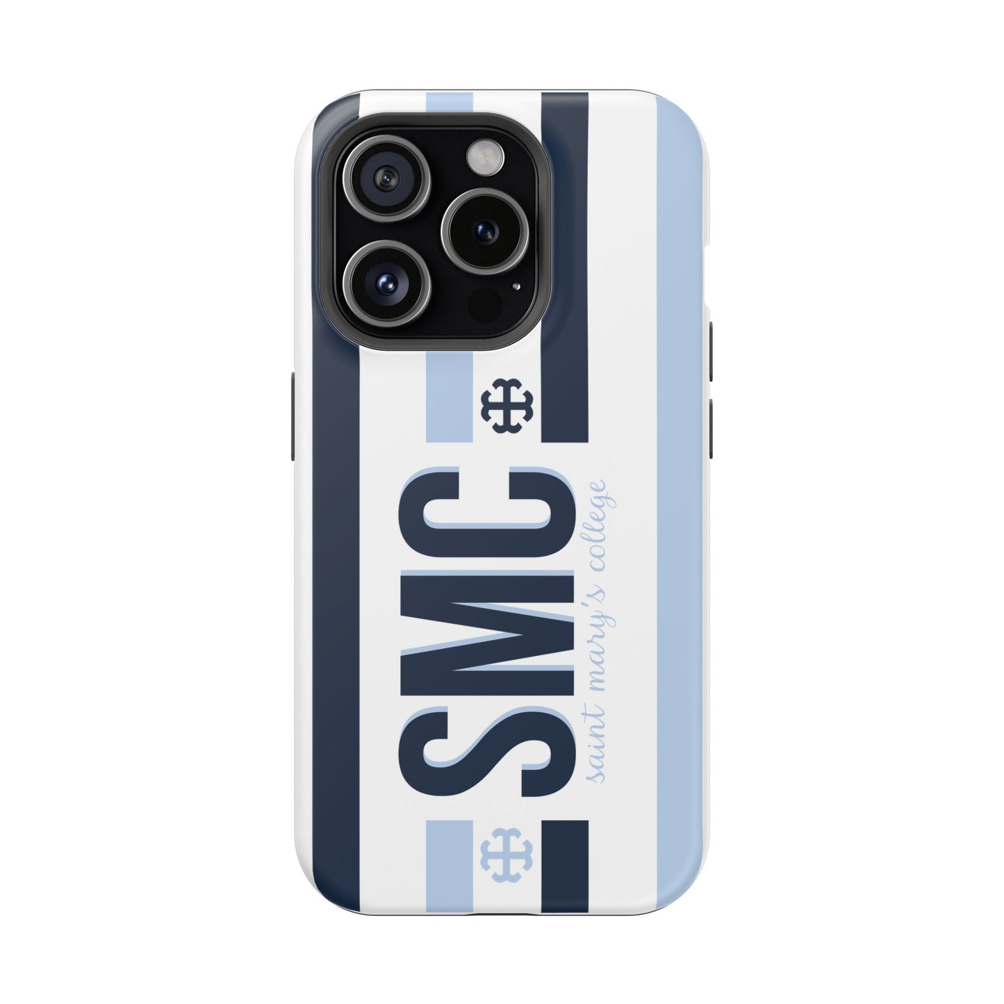 Saint Mary's College Navy/Belles Blue Striped Magnetic Phone Case | French Cross | Better in Blue Co.