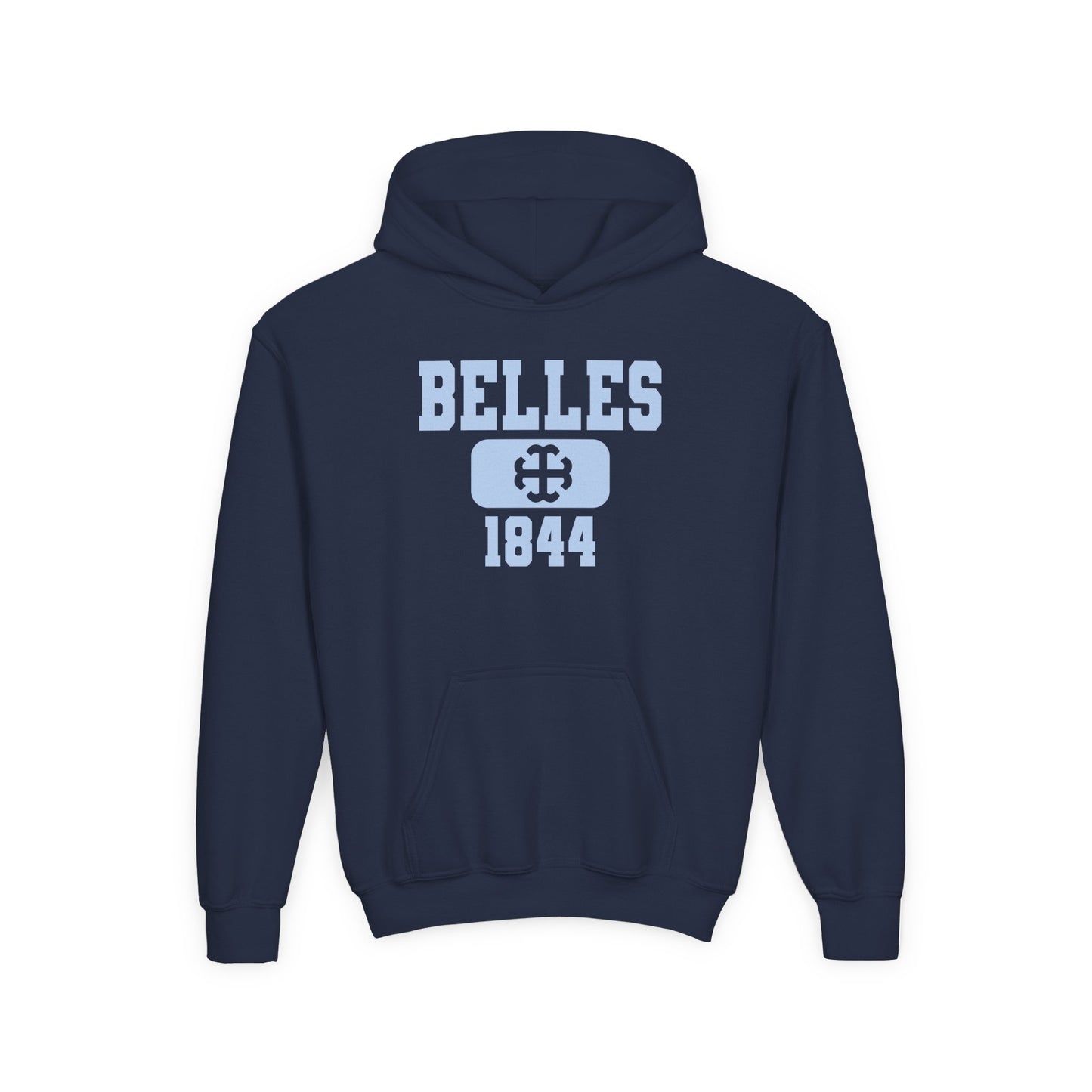 Youth Saint Mary's College Belles 1844 Heavy Blend Hooded Sweatshirt | French Cross | Better in Blue Co.