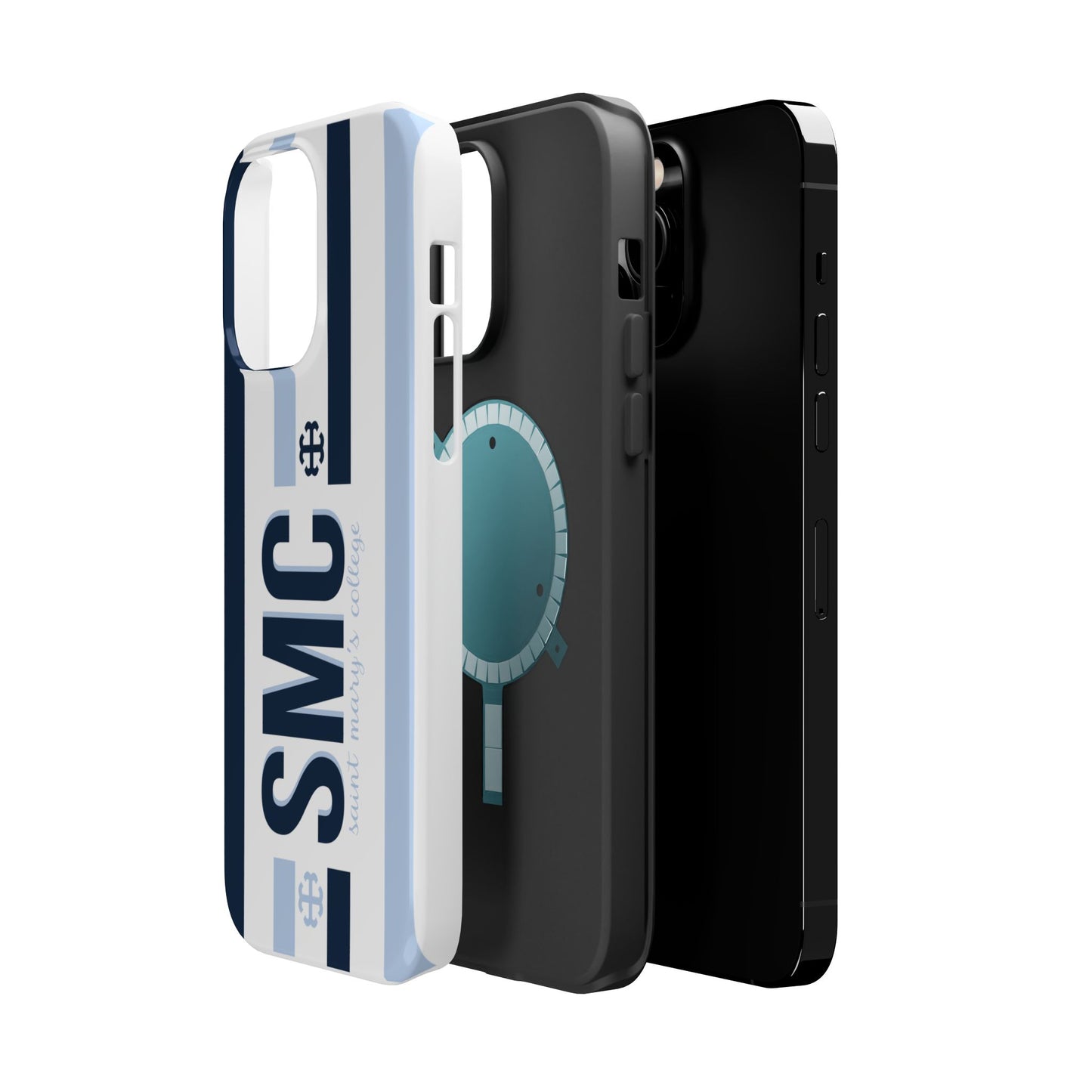 Saint Mary's College Navy/Belles Blue Striped Magnetic Phone Case | French Cross | Better in Blue Co.