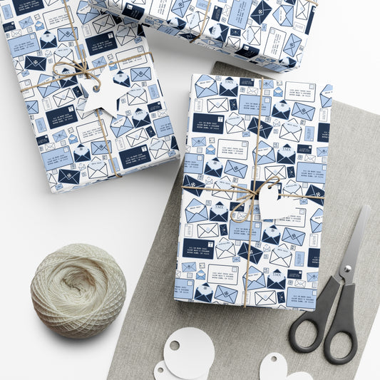 Saint Mary's College Love Letters Wrapping Paper | French Cross | Smick | Belles Blue | Better in Blue Co.