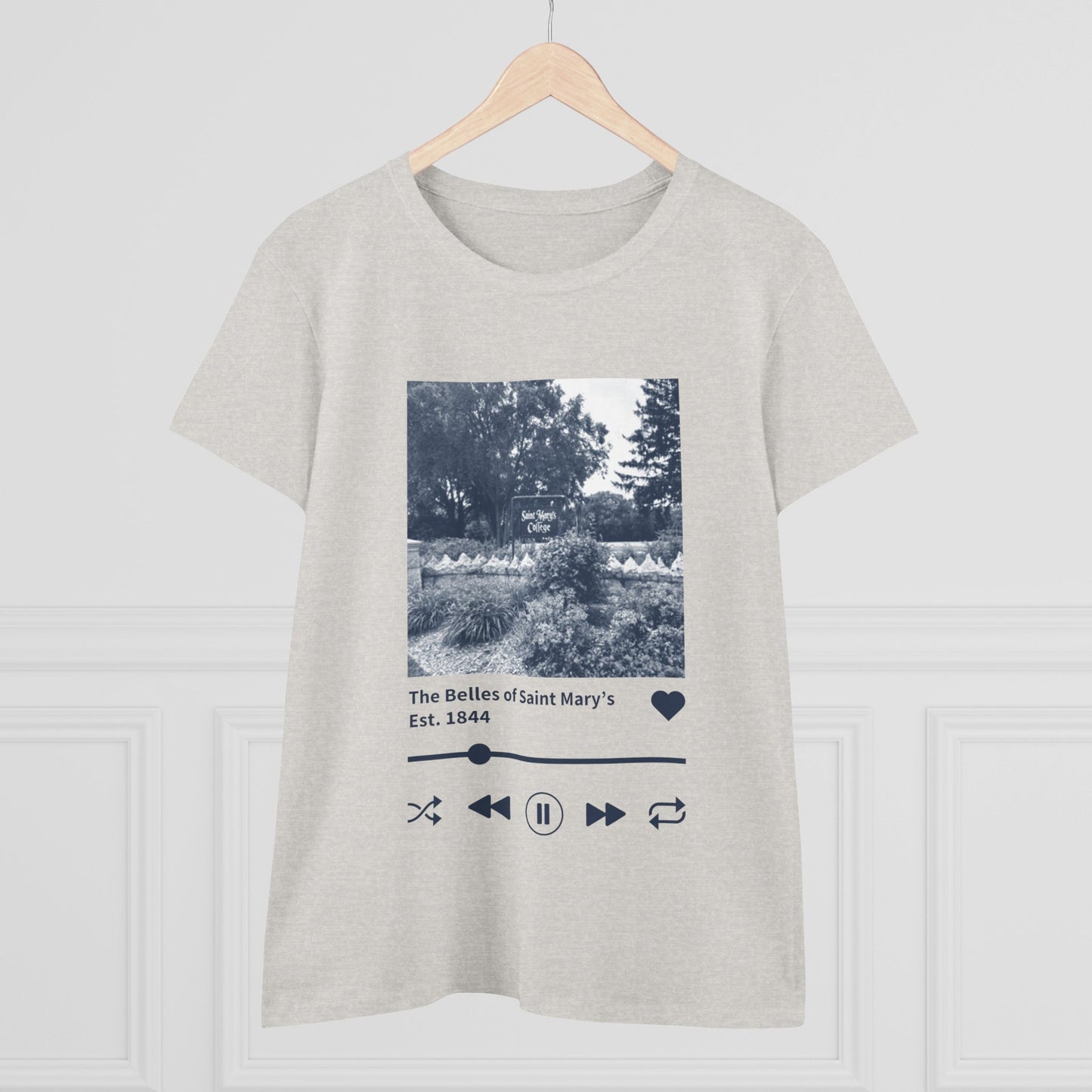Saint Mary's College "The Belles of Saint Mary's" Music Player Women's Midweight Cotton Tee | Better in Blue Co.