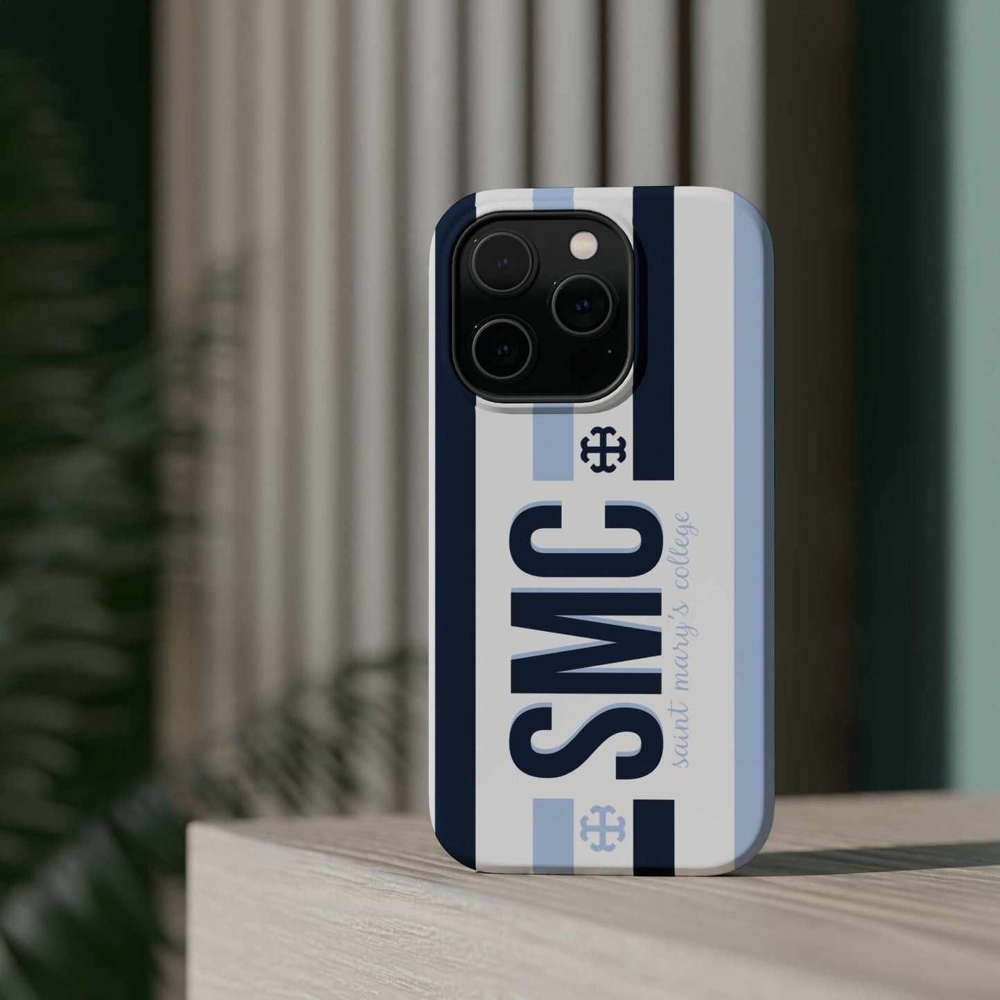 Saint Mary's College Navy/Belles Blue Striped Magnetic Phone Case | French Cross | Better in Blue Co.