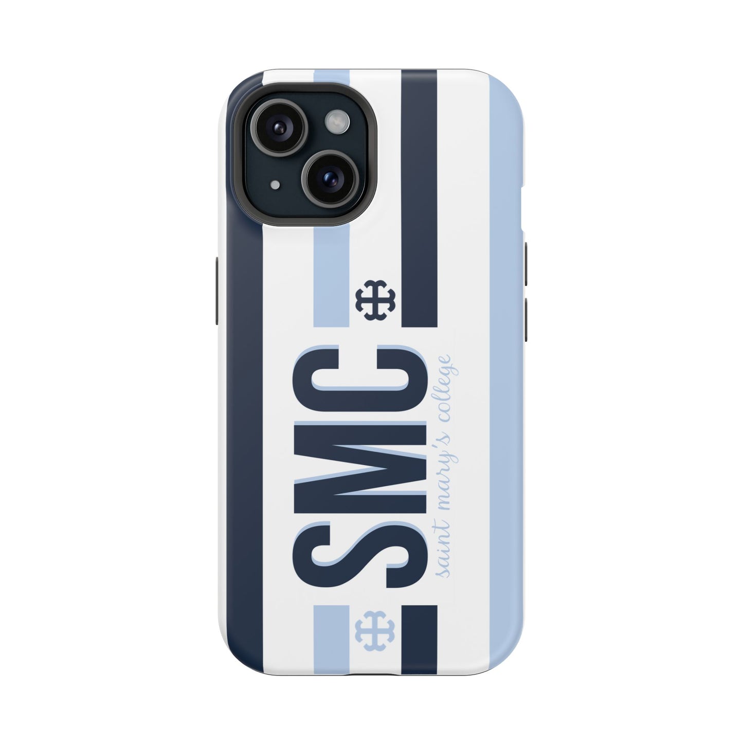 Saint Mary's College Navy/Belles Blue Striped Magnetic Phone Case | French Cross | Better in Blue Co.