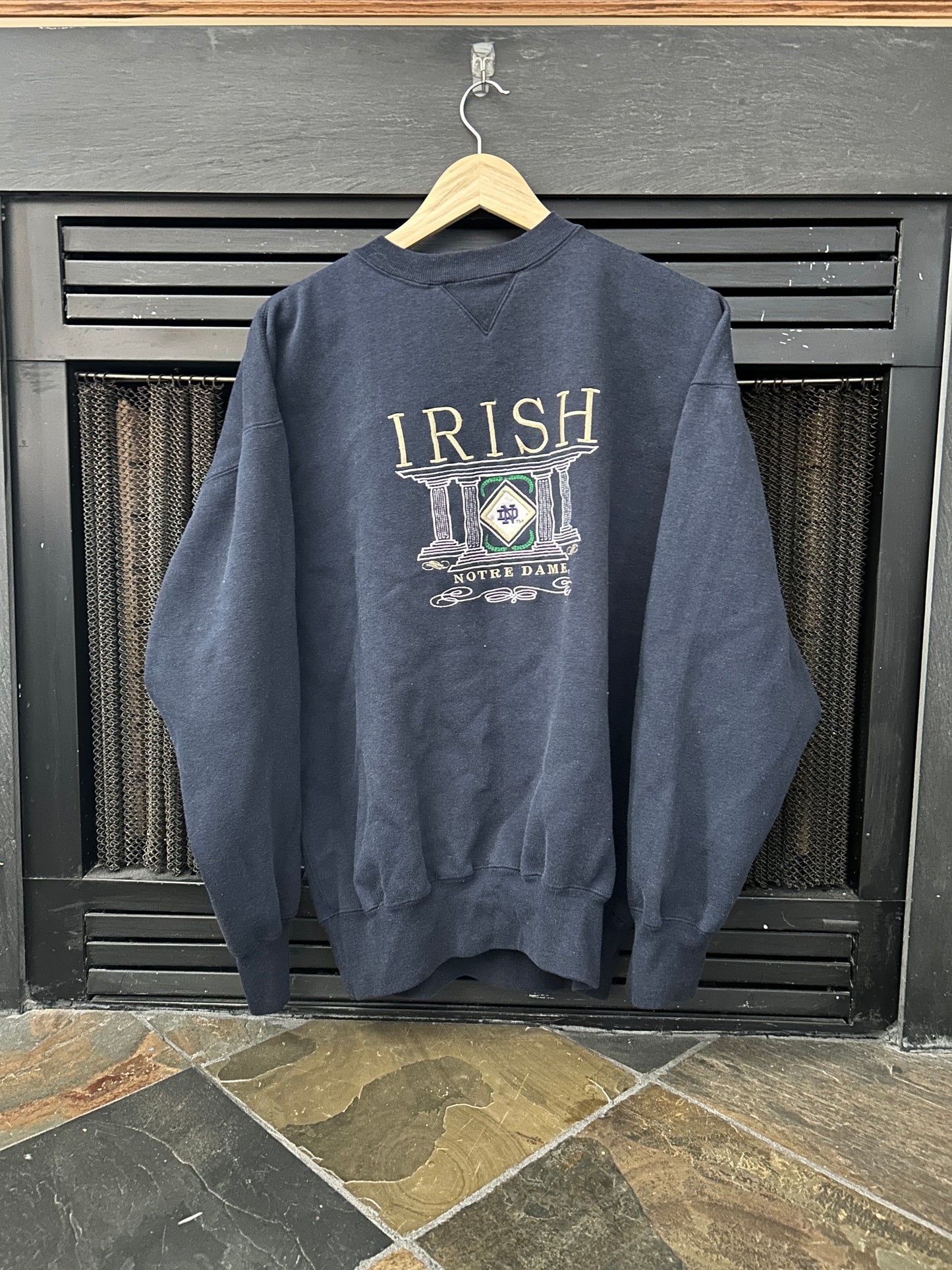 Vintage Notre Dame Sweatshirt Navy Blue Embriodered XL