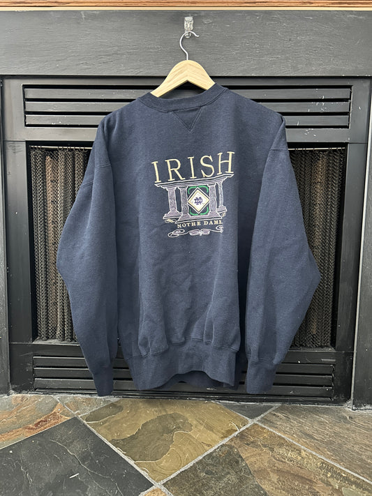 Vintage Notre Dame Sweatshirt Navy Blue Embriodered XL