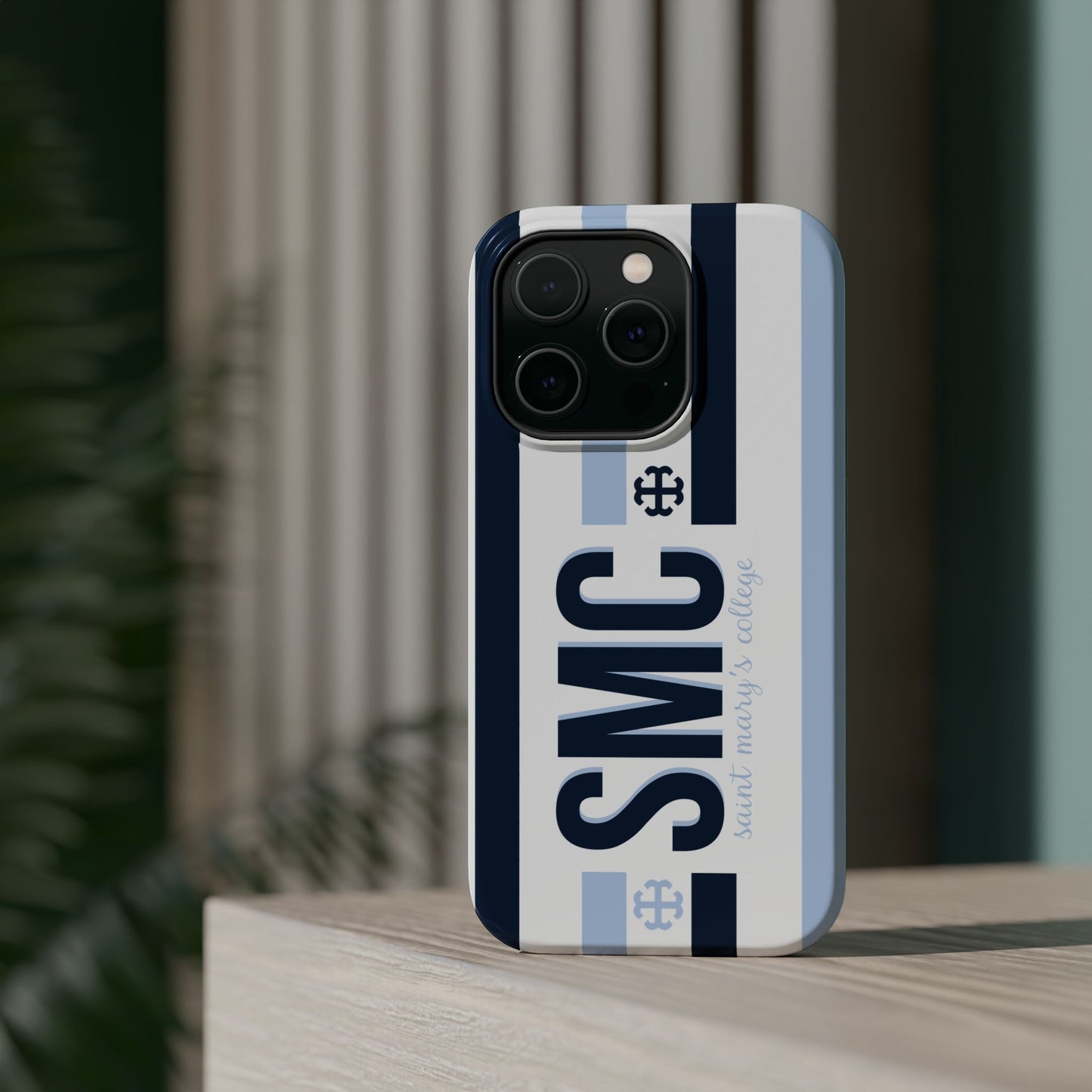 Saint Mary's College Navy/Belles Blue Striped Magnetic Phone Case | French Cross | Better in Blue Co.