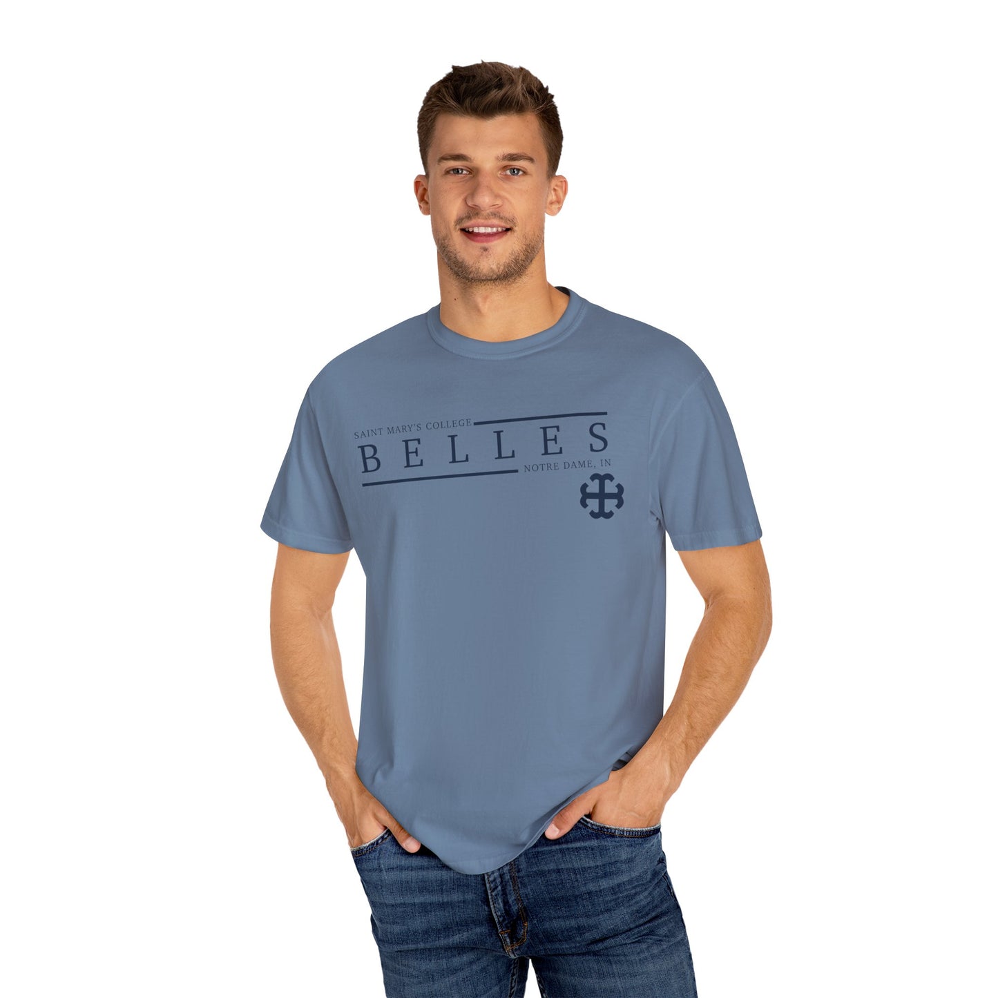 Saint Mary's College Belles Comfort Colors Unisex T-Shirt | French Cross | Notre Dame, IN | Better in Blue Co.