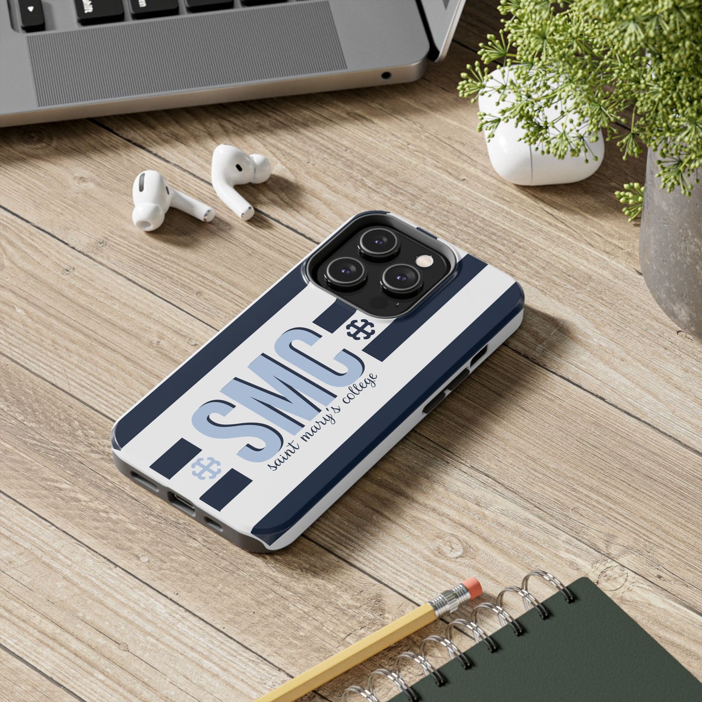 Saint Mary's College Navy Blue Striped Phone Case | French Cross | Better in Blue Co.