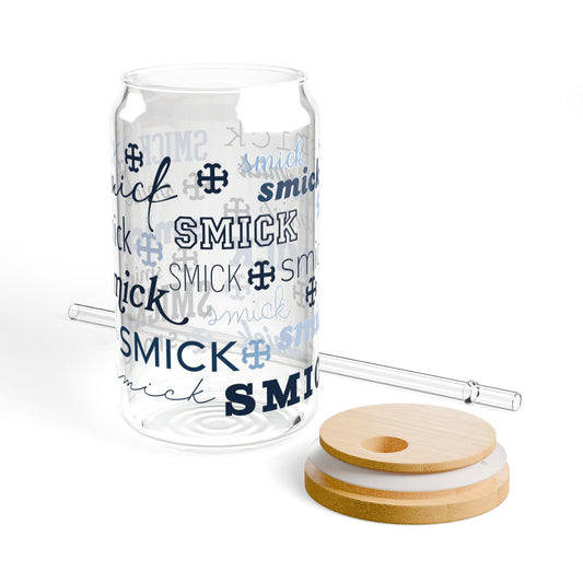 Saint Mary's College "Smick" Glass Tumbler with Straw | Belles | French Cross | Better in Blue Co.