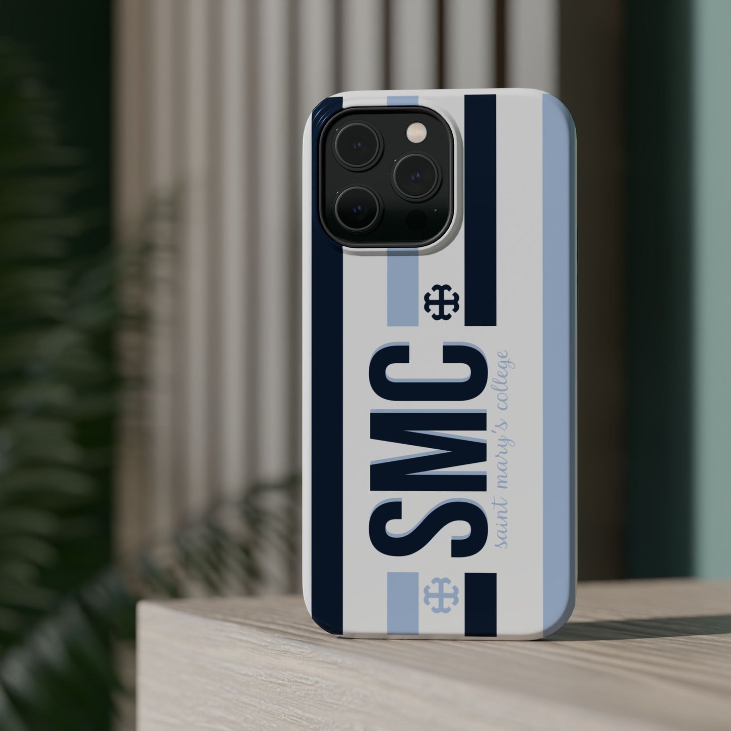 Saint Mary's College Navy/Belles Blue Striped Magnetic Phone Case | French Cross | Better in Blue Co.