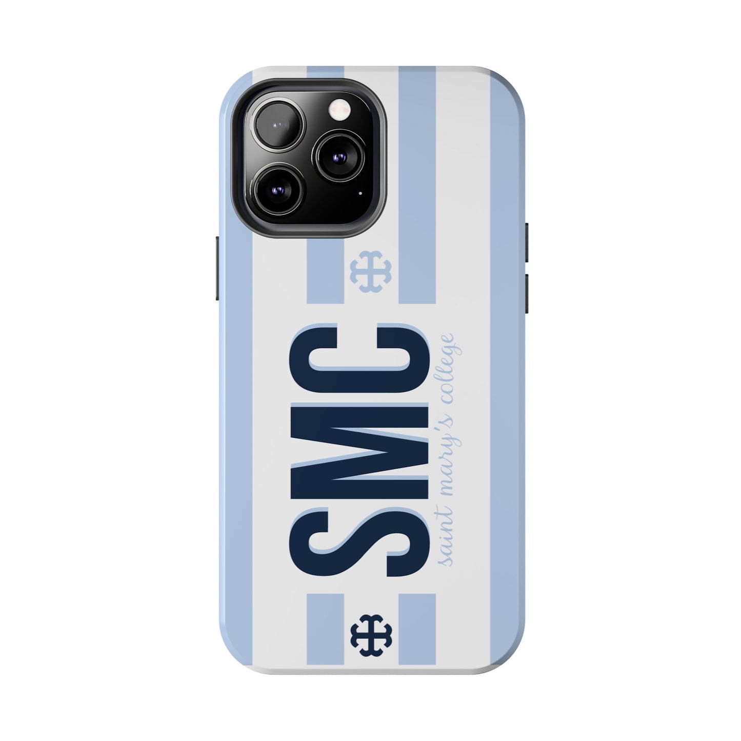 Saint Mary's College Belles Blue Striped Phone Case | French Cross | Better in Blue Co.